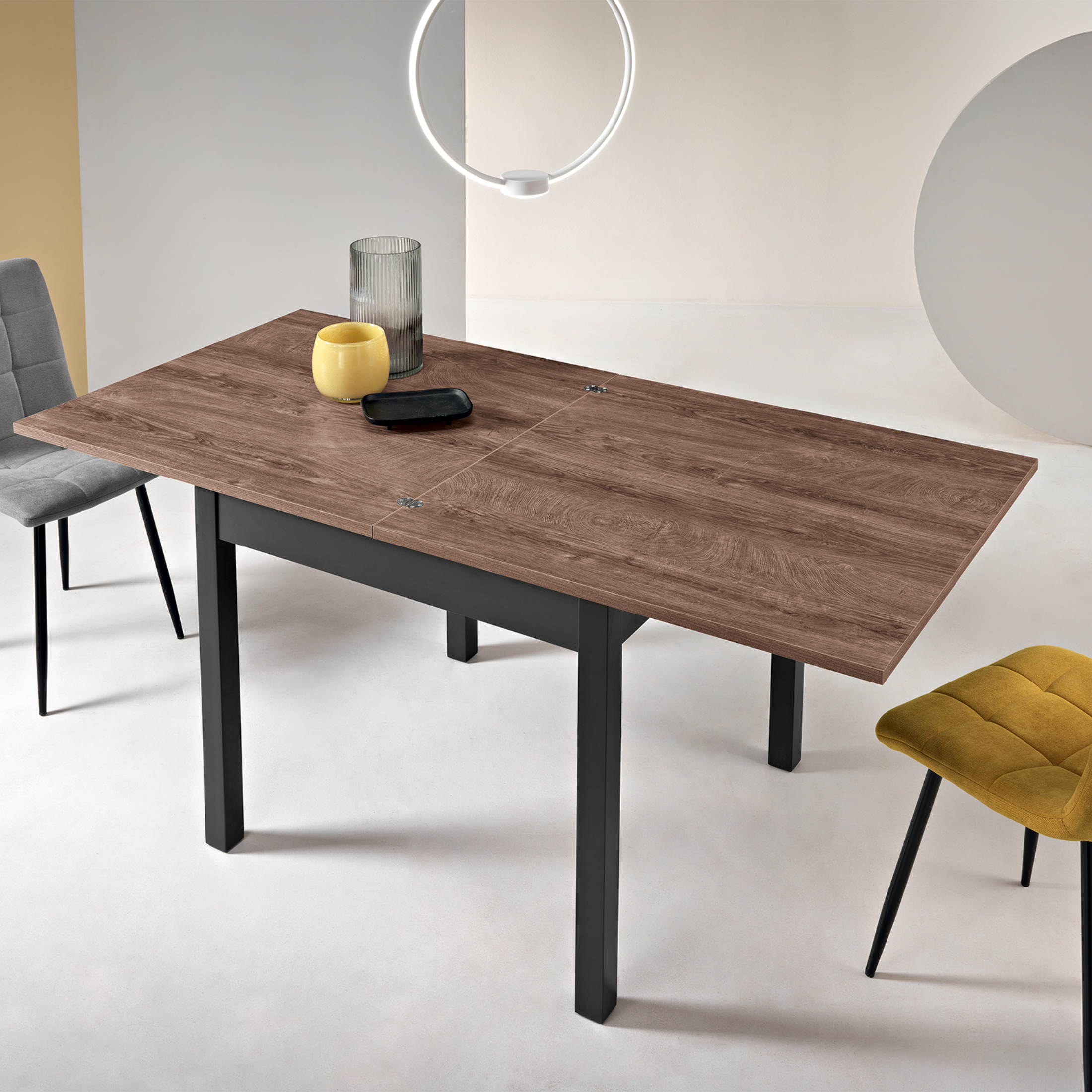 Modern extendable table "Torian" with book-like opening mechanism, 90/180x90 cm, 78h