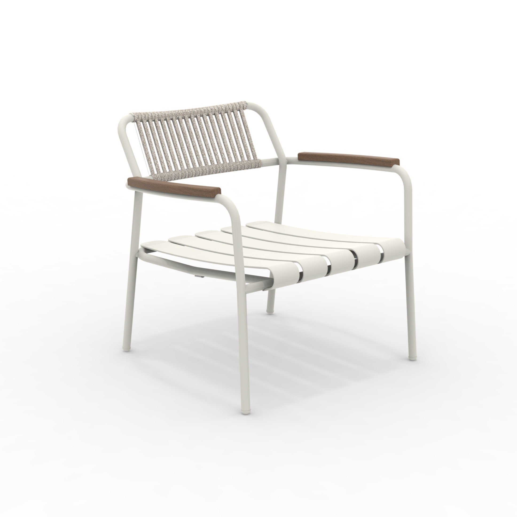 Low armchair with rope backrest "Verdea Rope" garden lounge chair 74x70 cm 74h