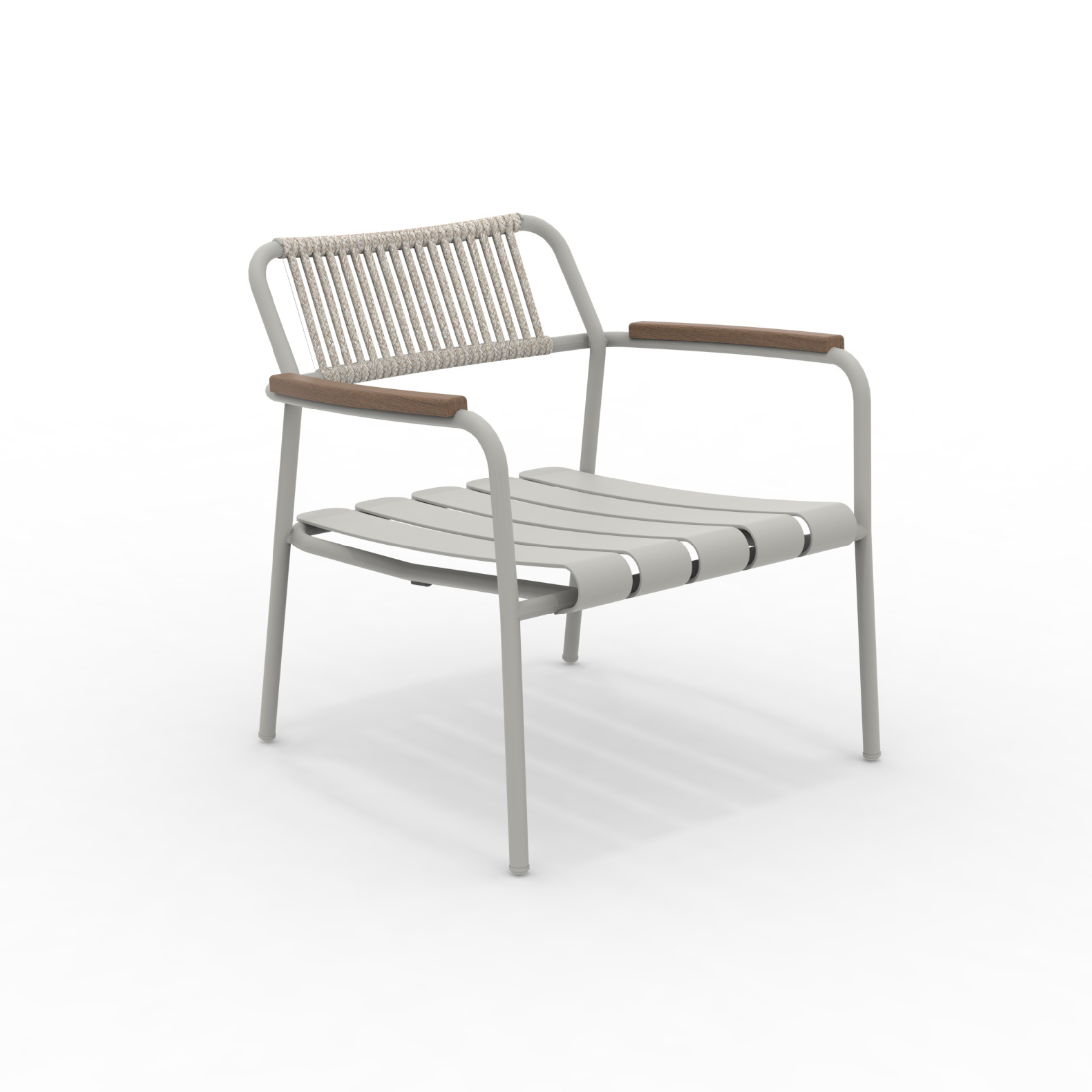 Low armchair with rope backrest "Verdea Rope" garden lounge chair 74x70 cm 74h
