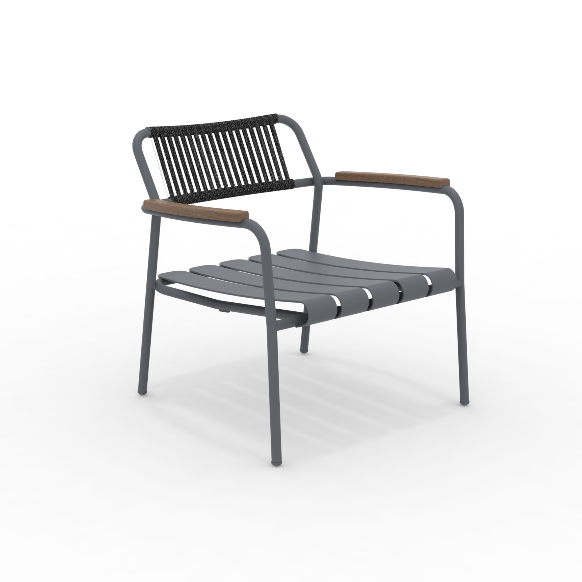 Low armchair with rope backrest "Verdea Rope" garden lounge chair 74x70 cm 74h