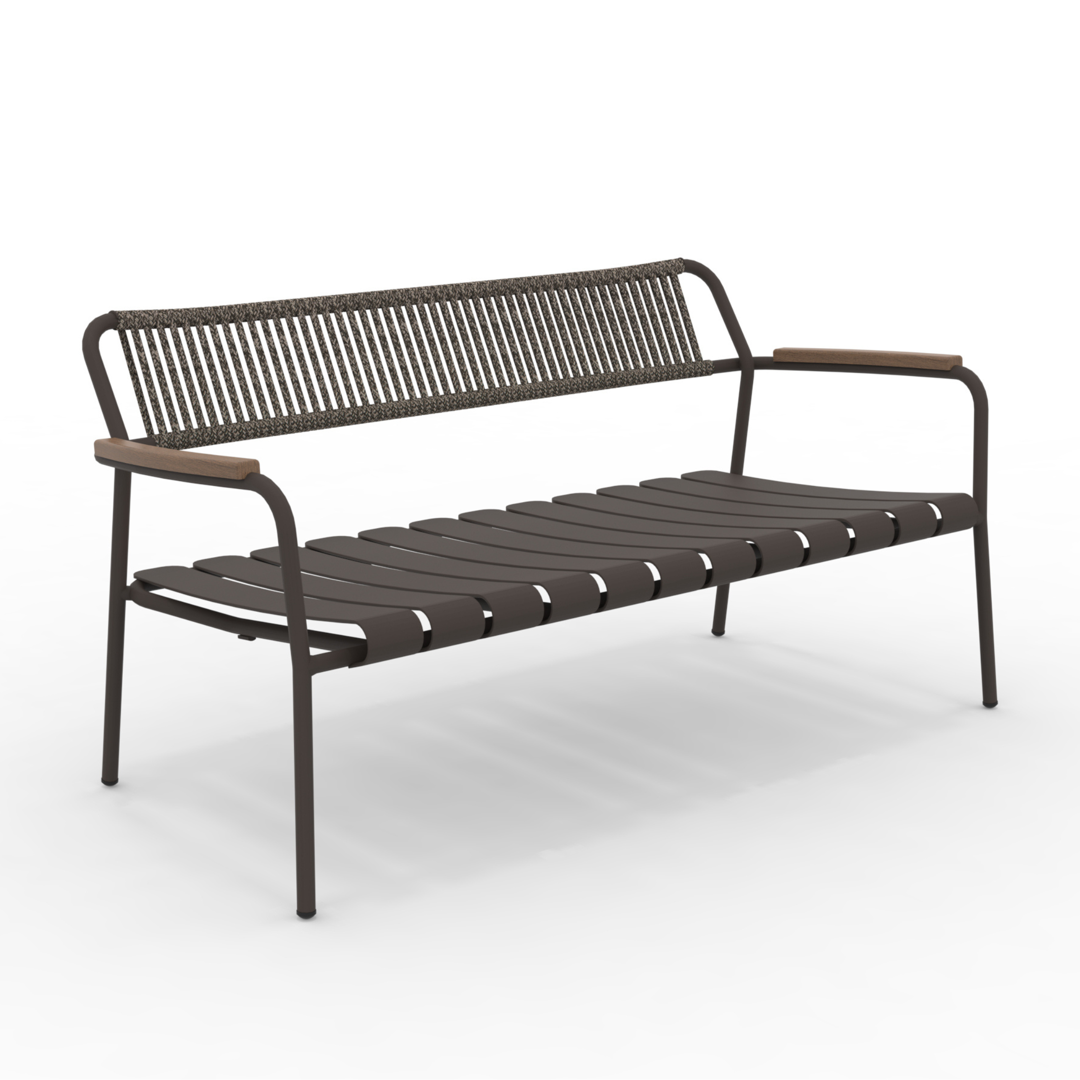 "Verdea Rope" lounge bench with rope backrest, garden sofa, 148x70 cm, 74h
