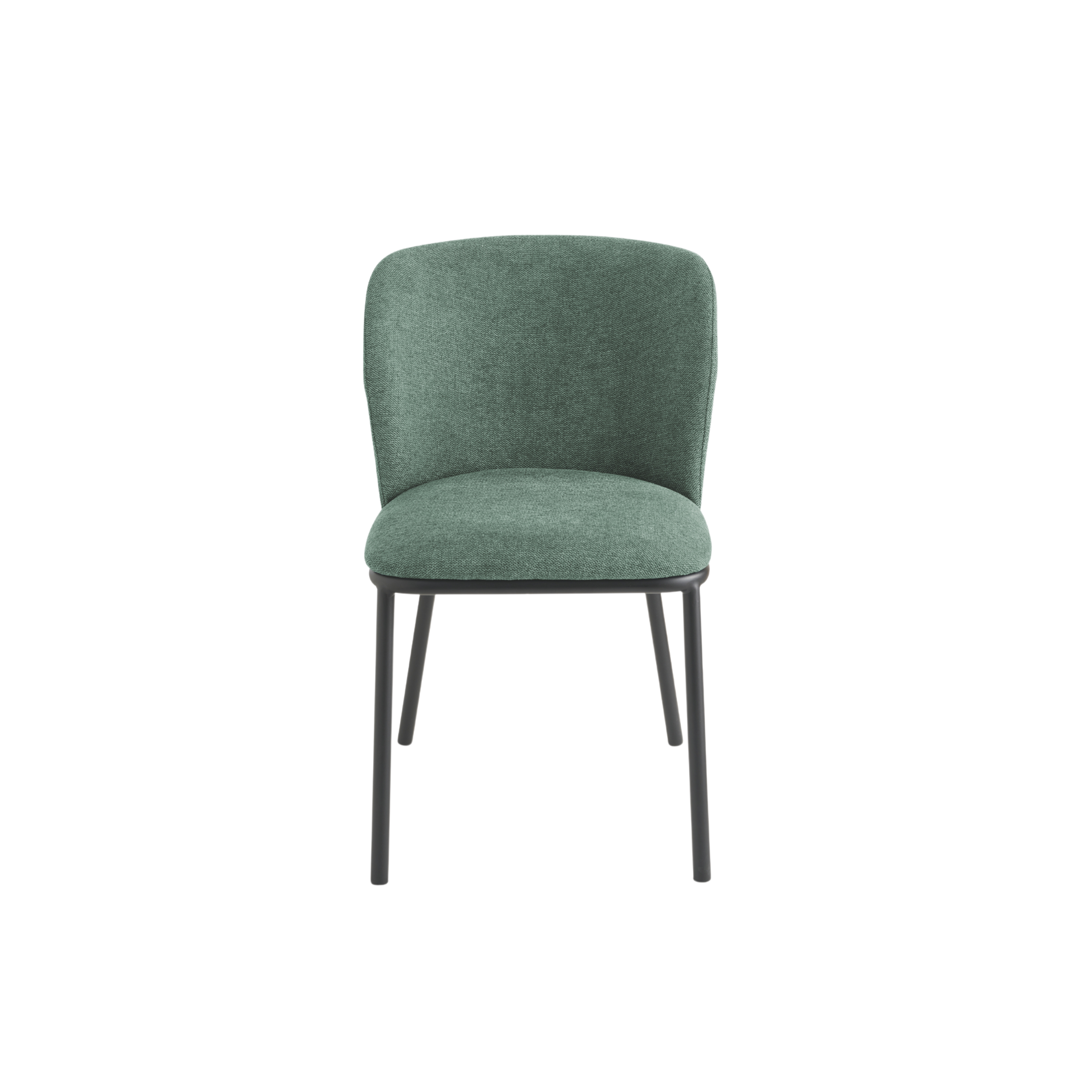 Set of "Riva" dining chairs in padded fabric with metal frame, 52x57 cm, 80 cm high.