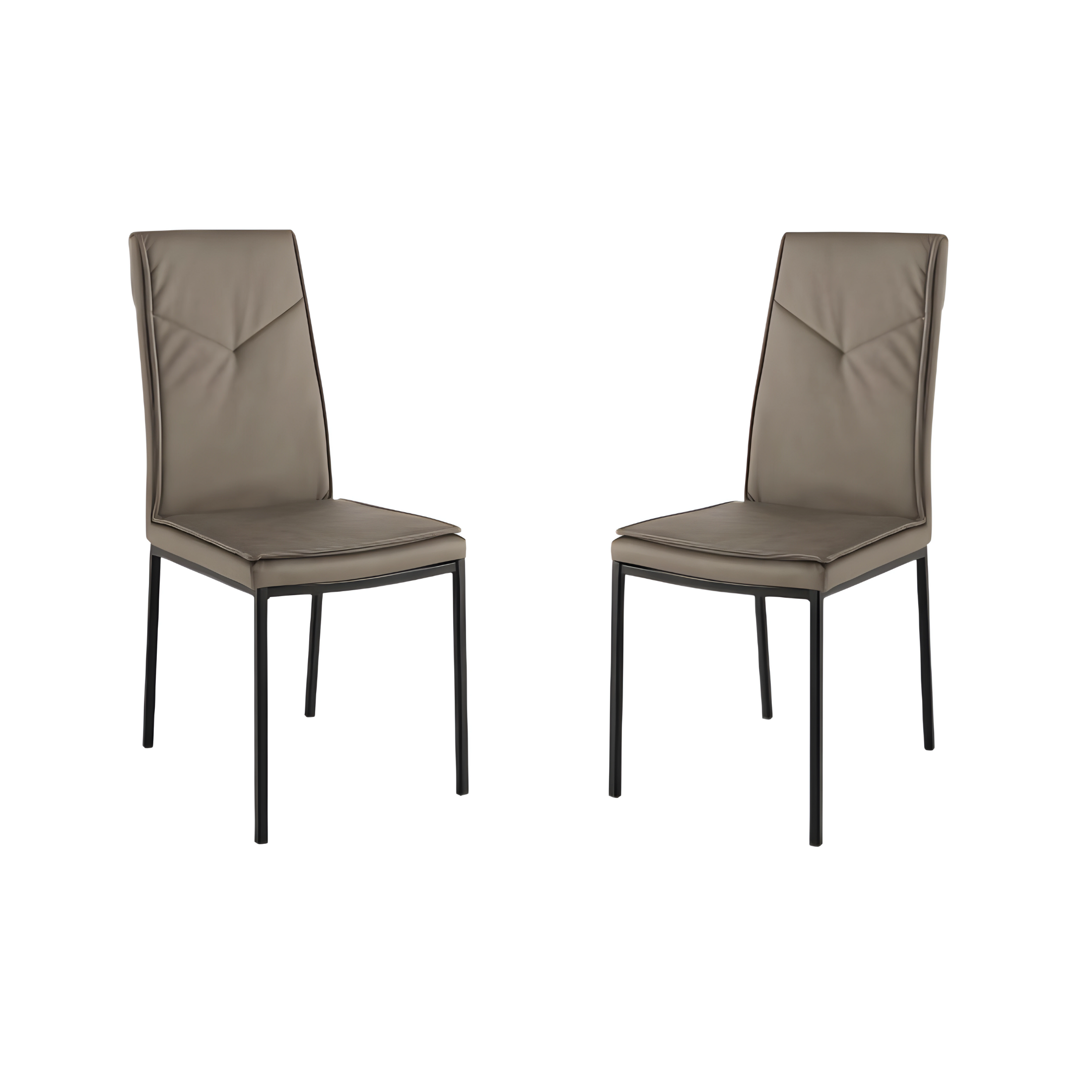 Set of "Giselle" dining chairs in eco-leather with metal base, 42x60 cm, 100 cm high.