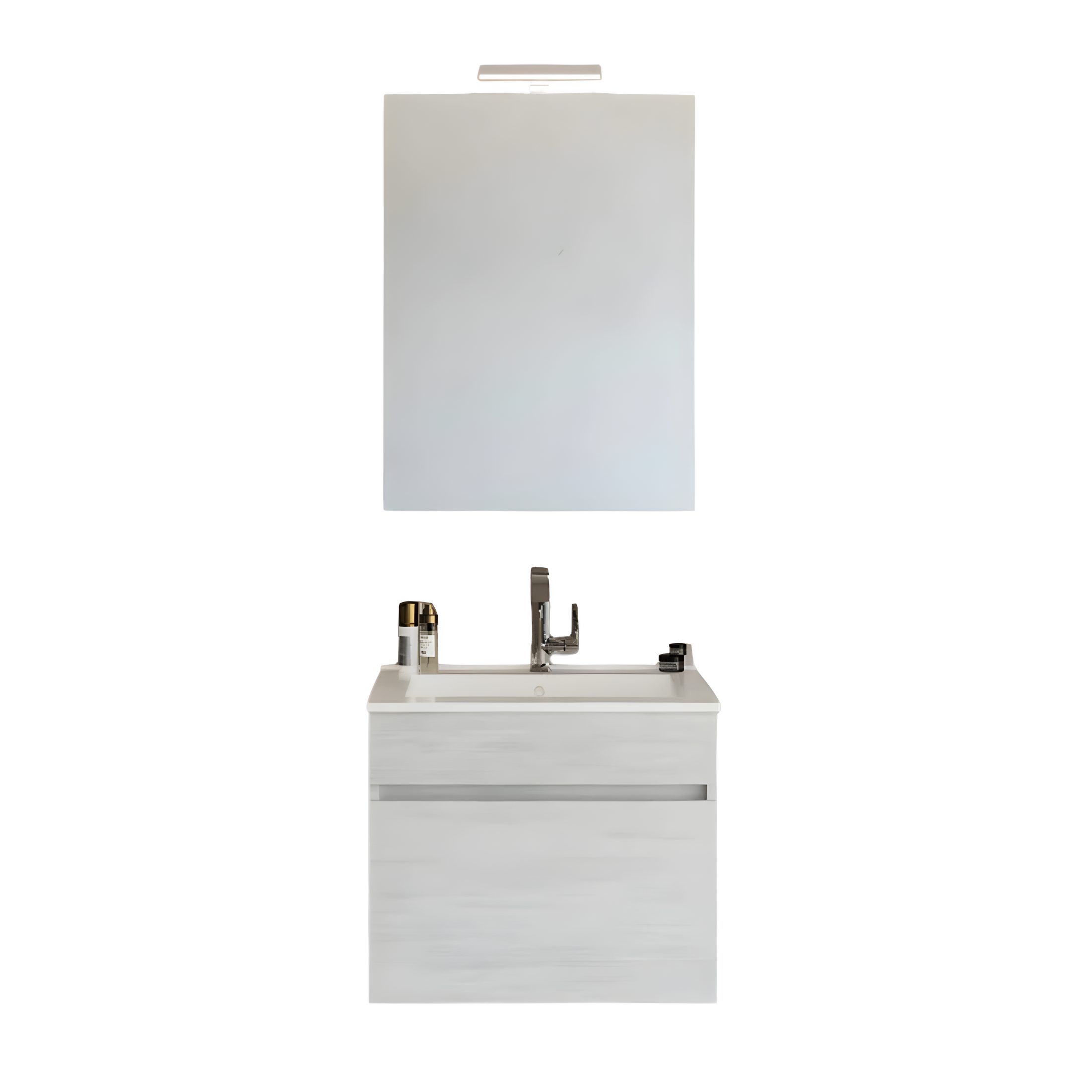 Modern wall-hung bathroom cabinet "Velira" with integrated sink and LED mirror