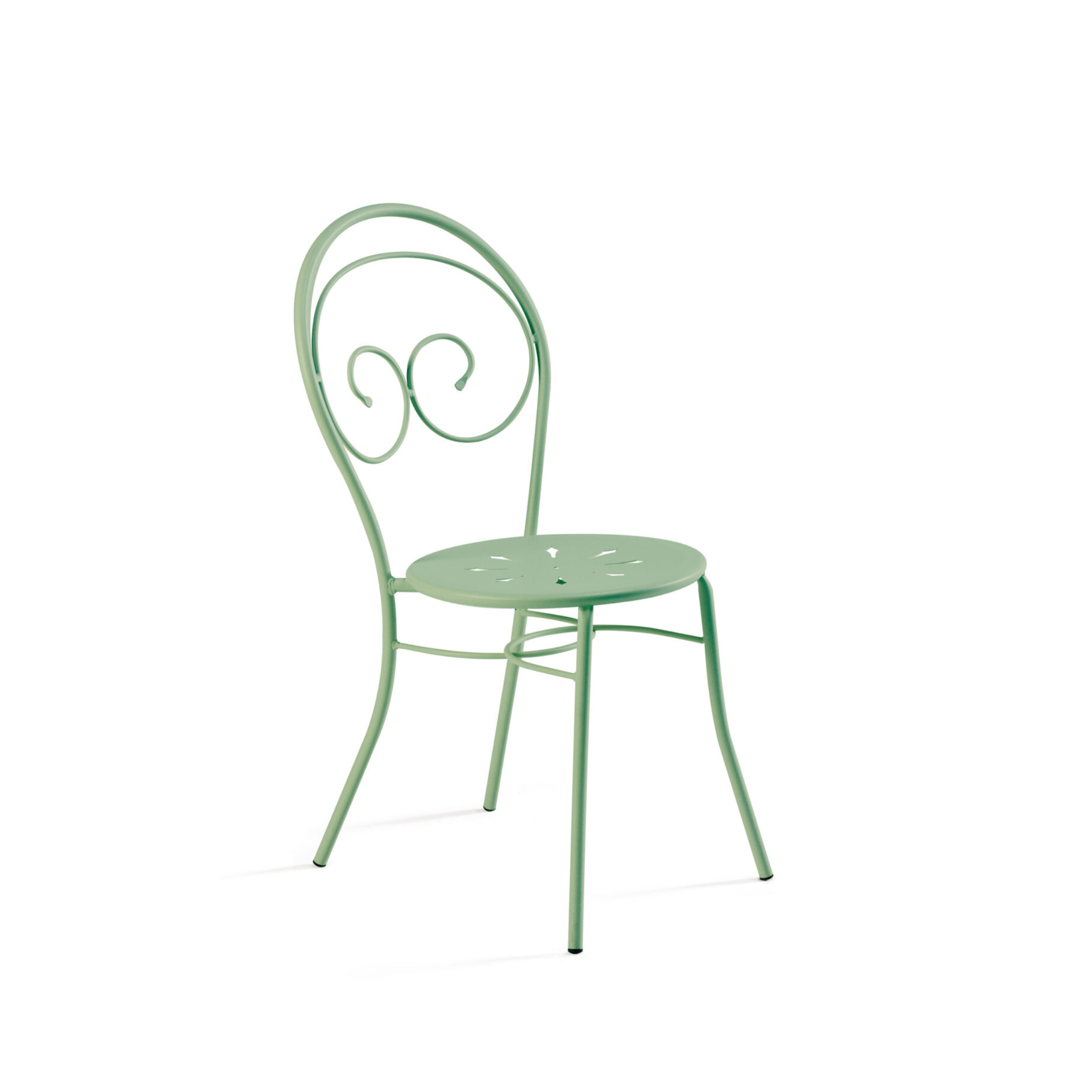 Set of classic "Mimmo" garden chairs in painted metal, stackable, 43x52 cm, 89h