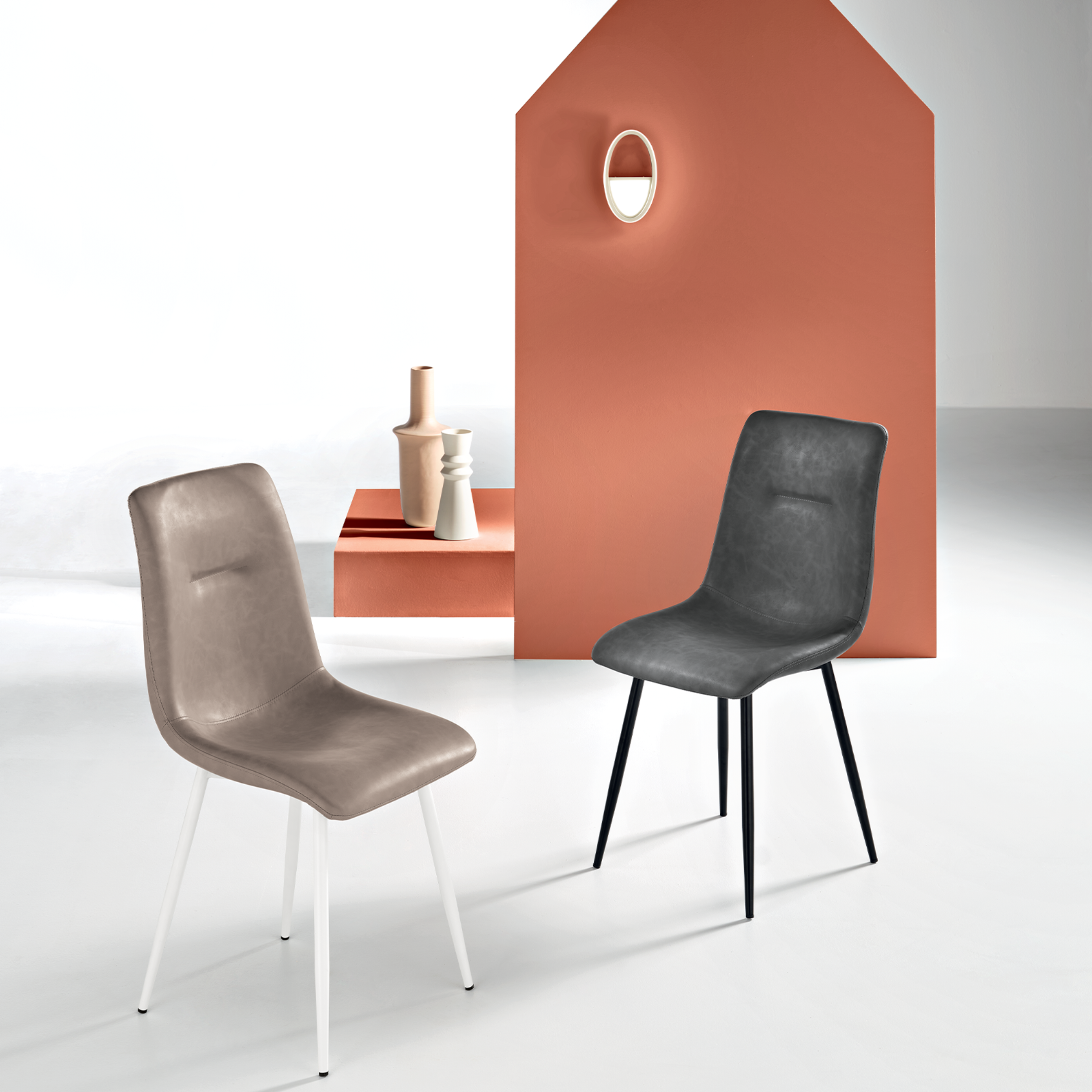 Set of modern padded dining chairs "Zaren" in eco-leather, 45x59 cm, 90 cm high.