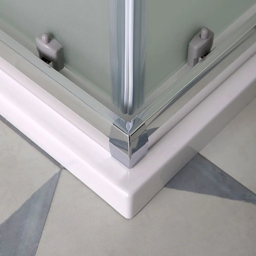 "Genova" modern sliding shower enclosure in satin tempered glass, 185 cm high