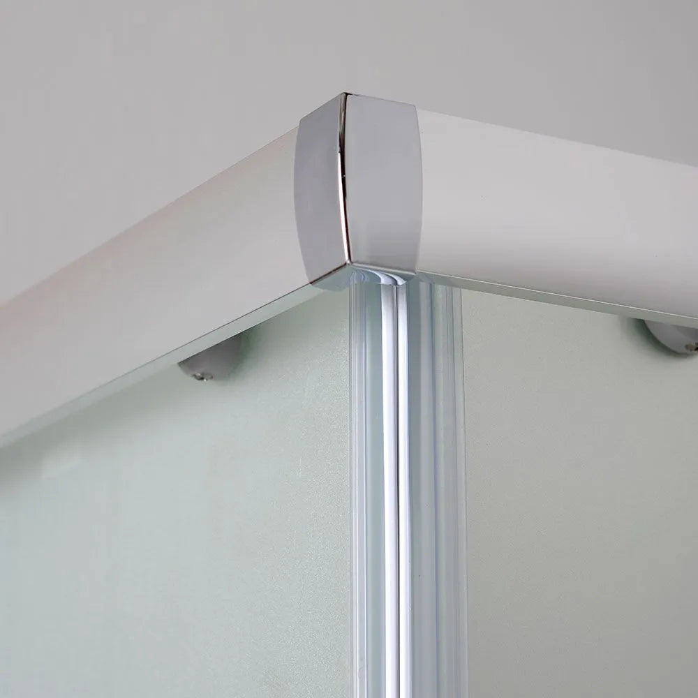 "Genova" modern sliding shower enclosure in satin tempered glass, 185 cm high