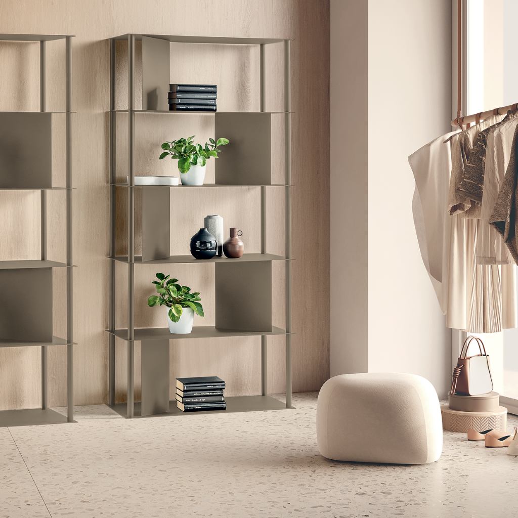 “Molin” vertical bookcase in painted metal, 90x40 cm, 190h