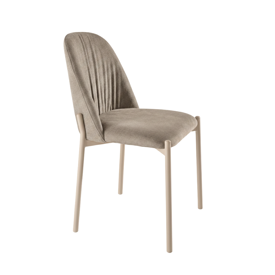 Set of "Nova" chairs upholstered in fabric with metal frame cm 47x56 86h