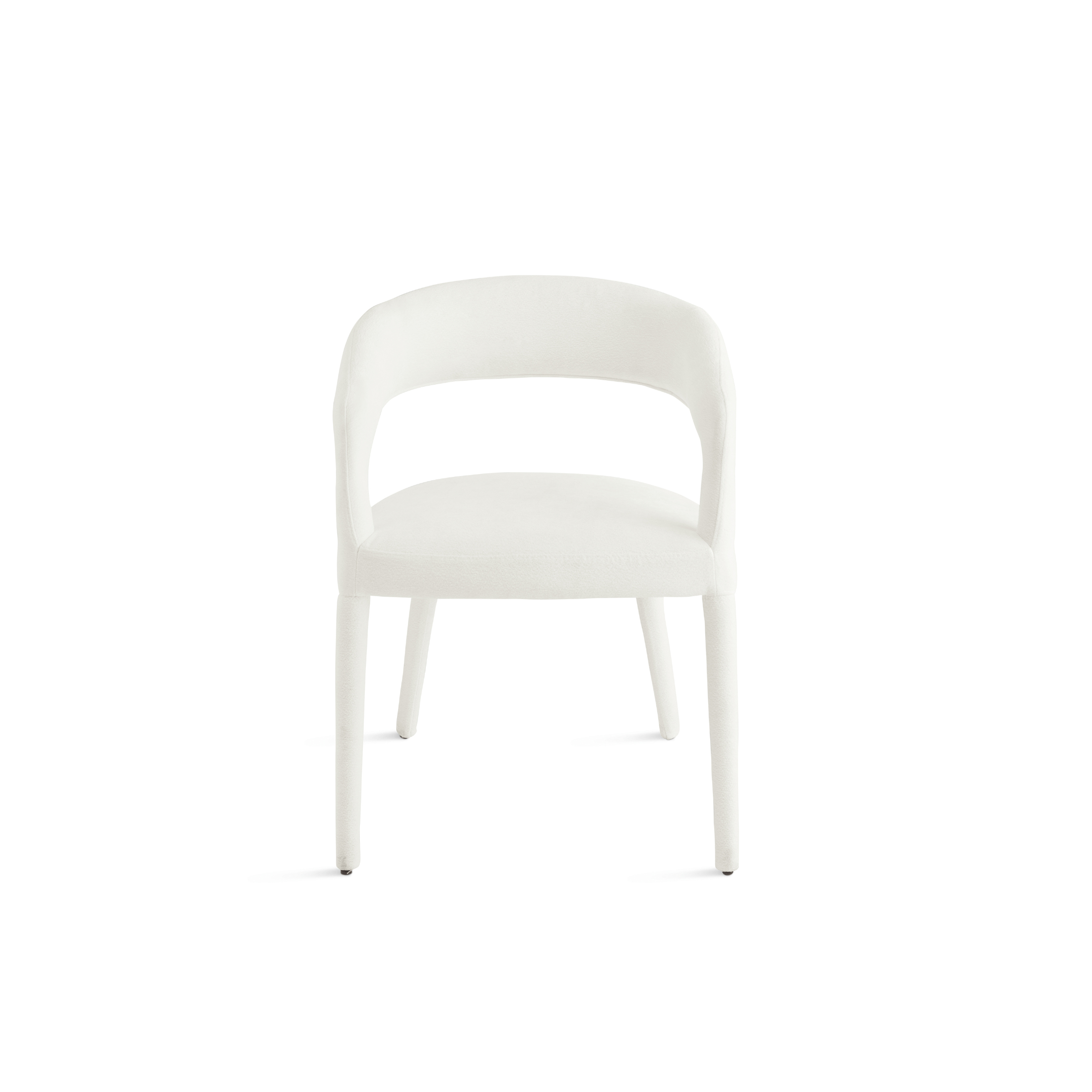 Set of "Voltris" chairs upholstered in bouclé fabric with fabric-covered legs, 55x57 cm, 76h