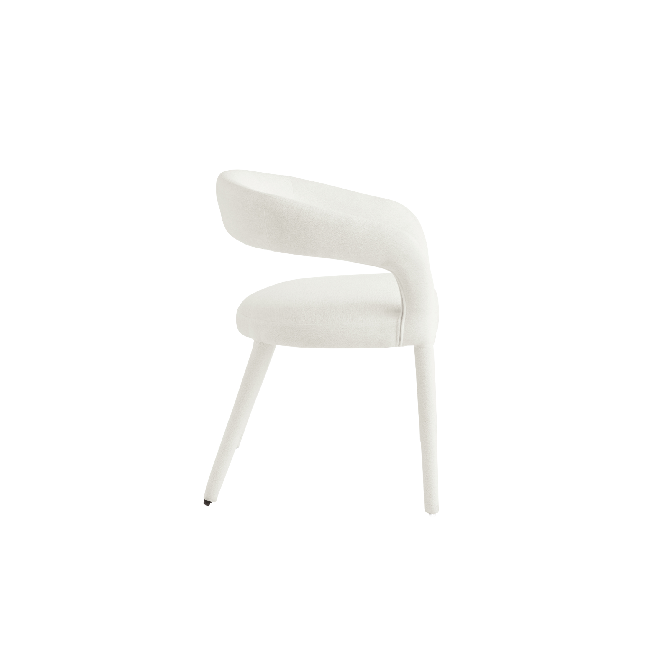 Set of "Voltris" chairs upholstered in bouclé fabric with fabric-covered legs, 55x57 cm, 76h