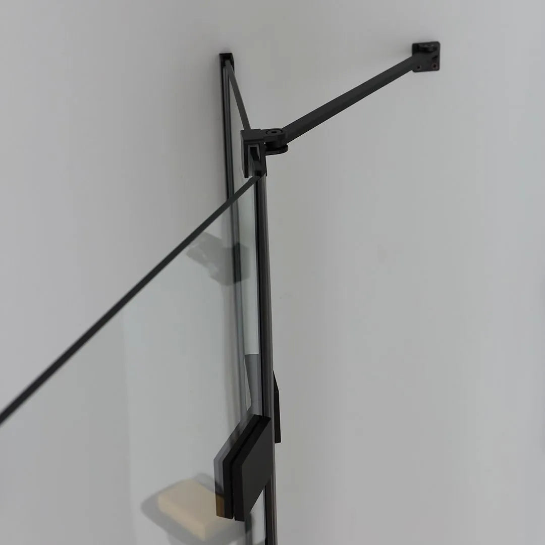 Modern black "Lions" shower enclosure without frames with 2 magnetic glass doors