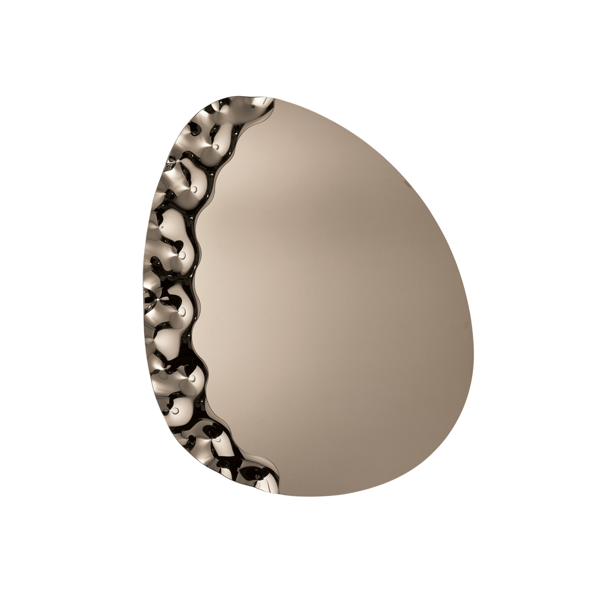 Specchio sagomato "Eterea" con inserto in vetro mosso