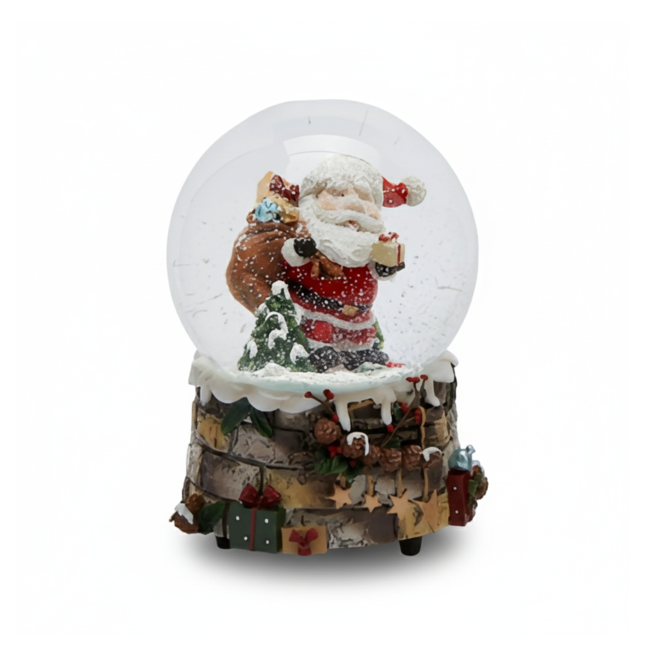 Sfera d'acqua con Babbo Natale e carillon per decorazioni natalizie effetto neve