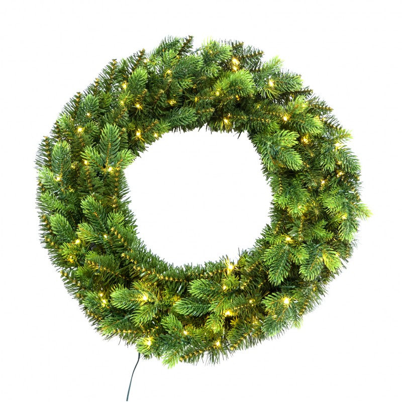 "Madame" Christmas wreath with micro-LEDs behind the door in PE with a real-touch effect