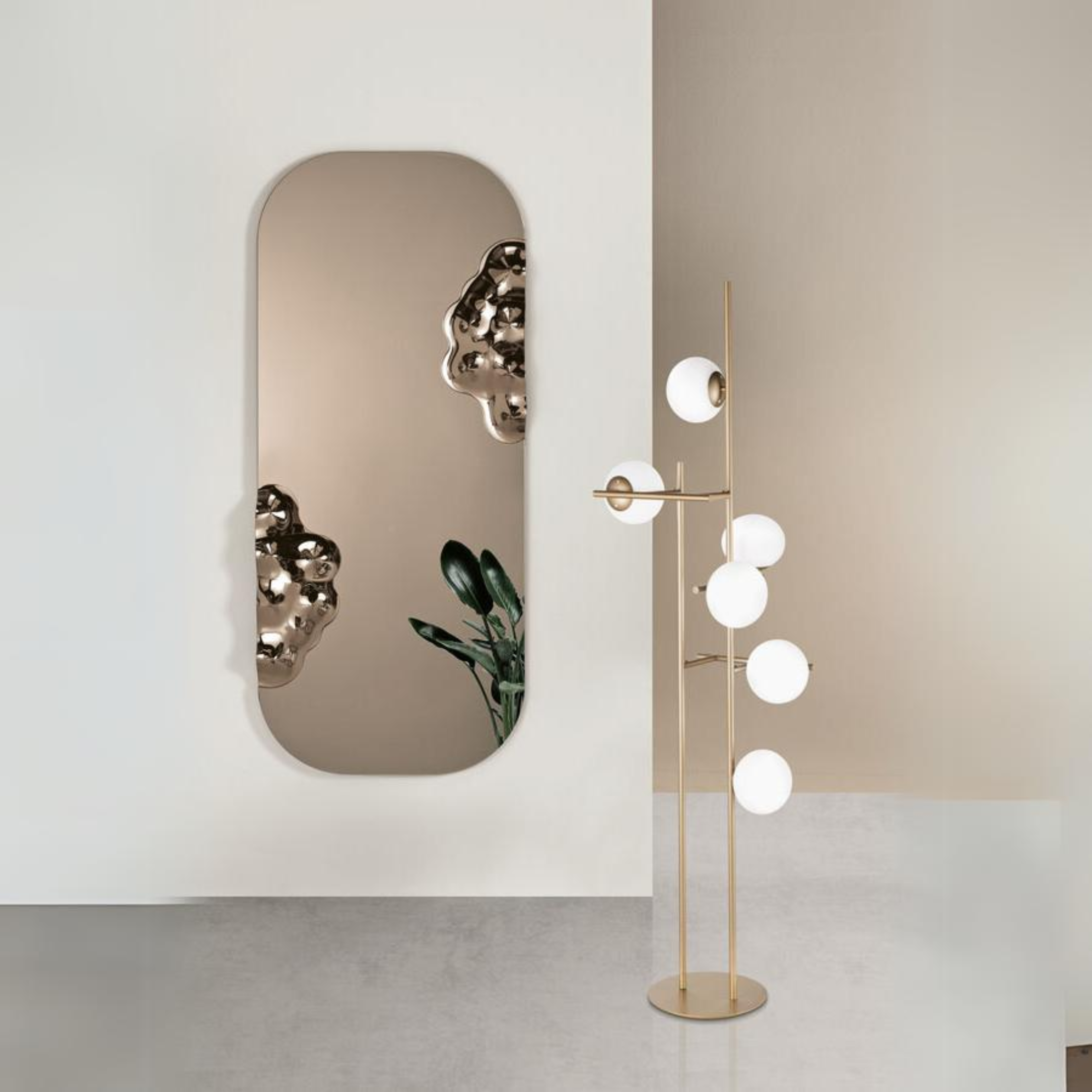 "Imperia" modern shaped mirror with glass insert 80x175 cm h