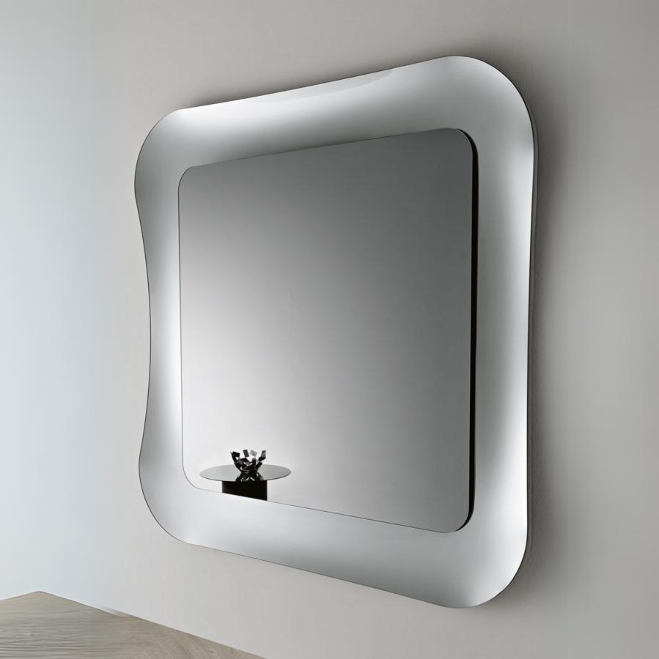 Modern wall mirror "Indi" with elegant fused glass frame