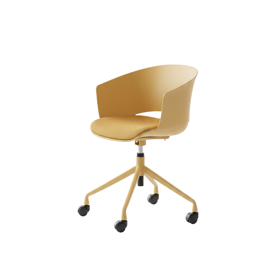 Sedia girevole "Elite" con seduta in polipropilene ed imbottitura in tessuto cm 60x53 80/86h