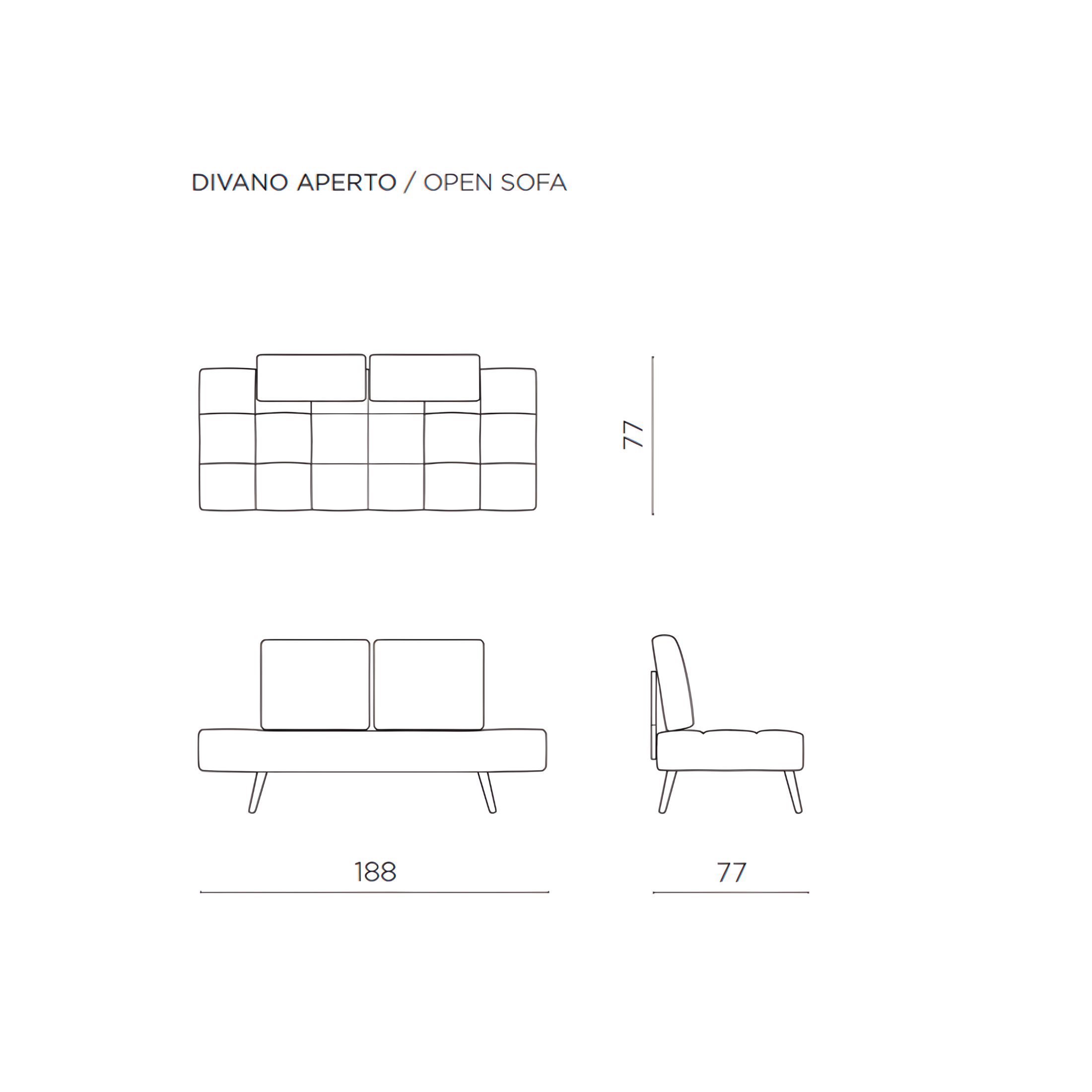 Modern "Comfy" fabric sofa bed for the living room with adjustable armrests