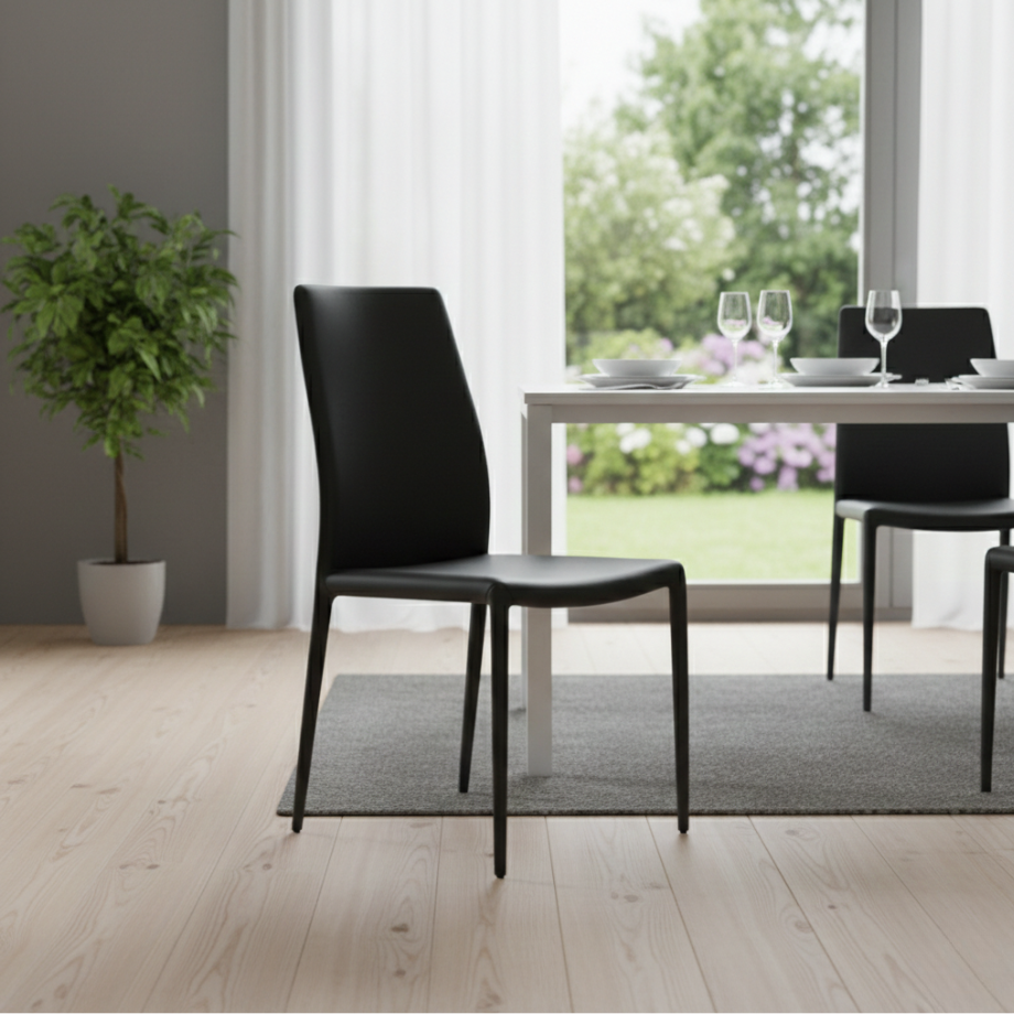 Set of "Impero" faux leather chairs with matching upholstered frame, 53x43 cm, 90h