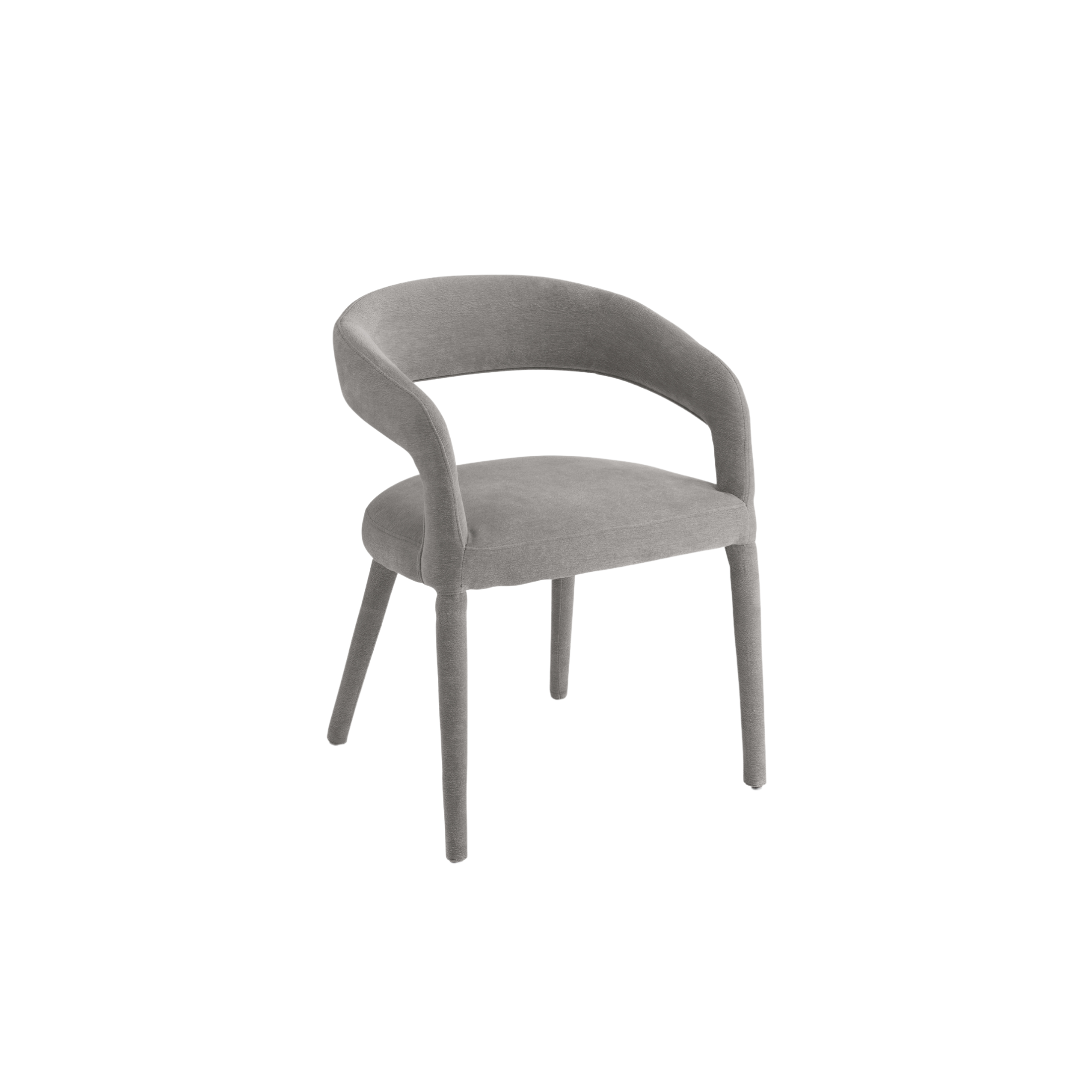 Set of "Voltris" chairs upholstered in bouclé fabric with fabric-covered legs, 55x57 cm, 76h