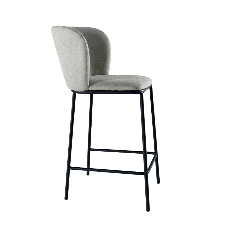 Set of fixed "Riva" stools with a soft and welcoming design in fabric, 58x52 cm, 95h