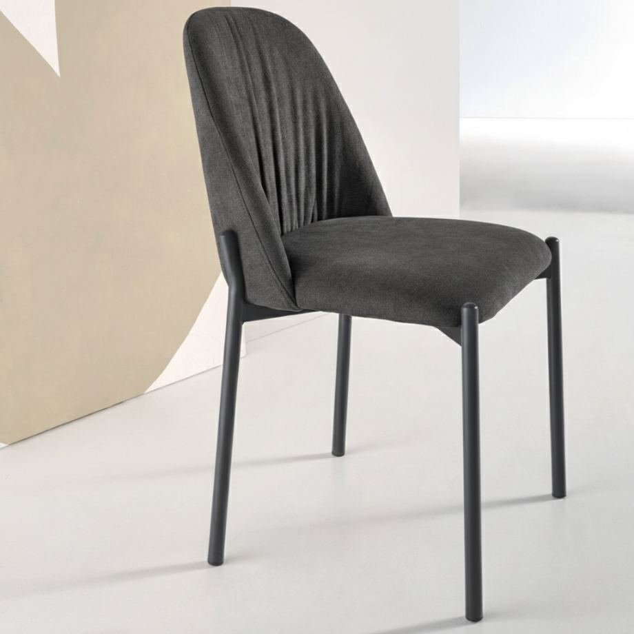 Set of "Nova" chairs upholstered in fabric with metal frame cm 47x56 86h
