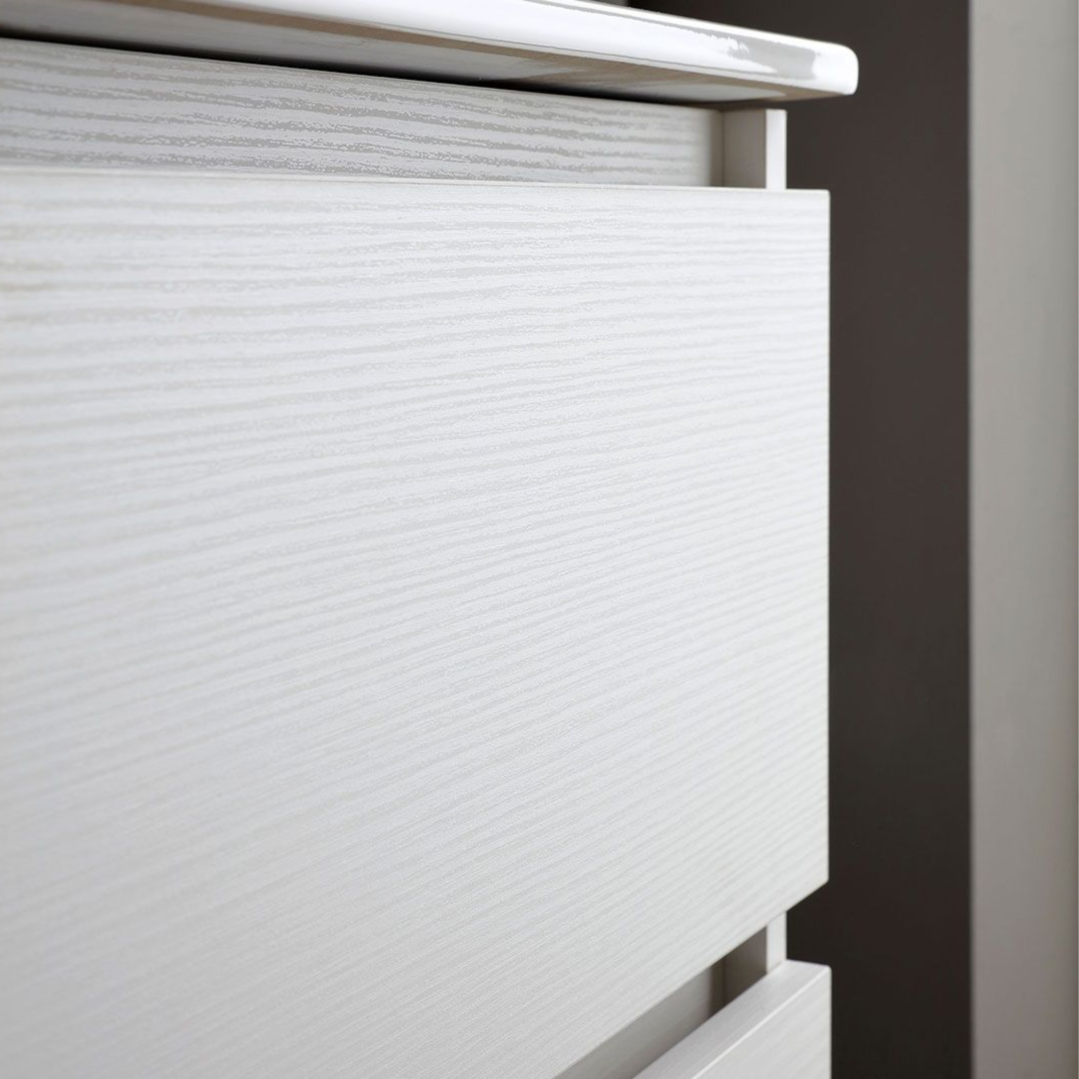 White "Havana Plus" bathroom cabinet with 2 drawers and integrated ceramic washbasin mirror, 80 cm