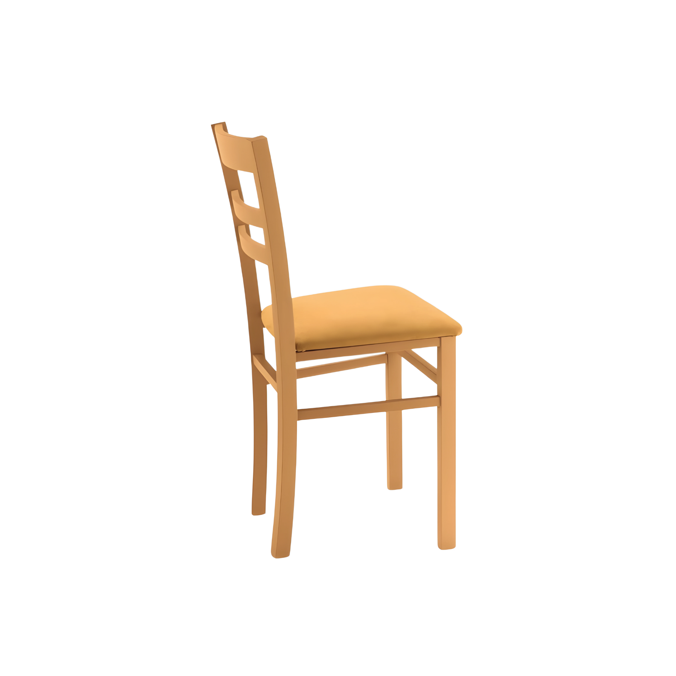 Set of "Ilda" chairs with wooden frame and padded fabric seat, 42x45 cm, 85 cm high.