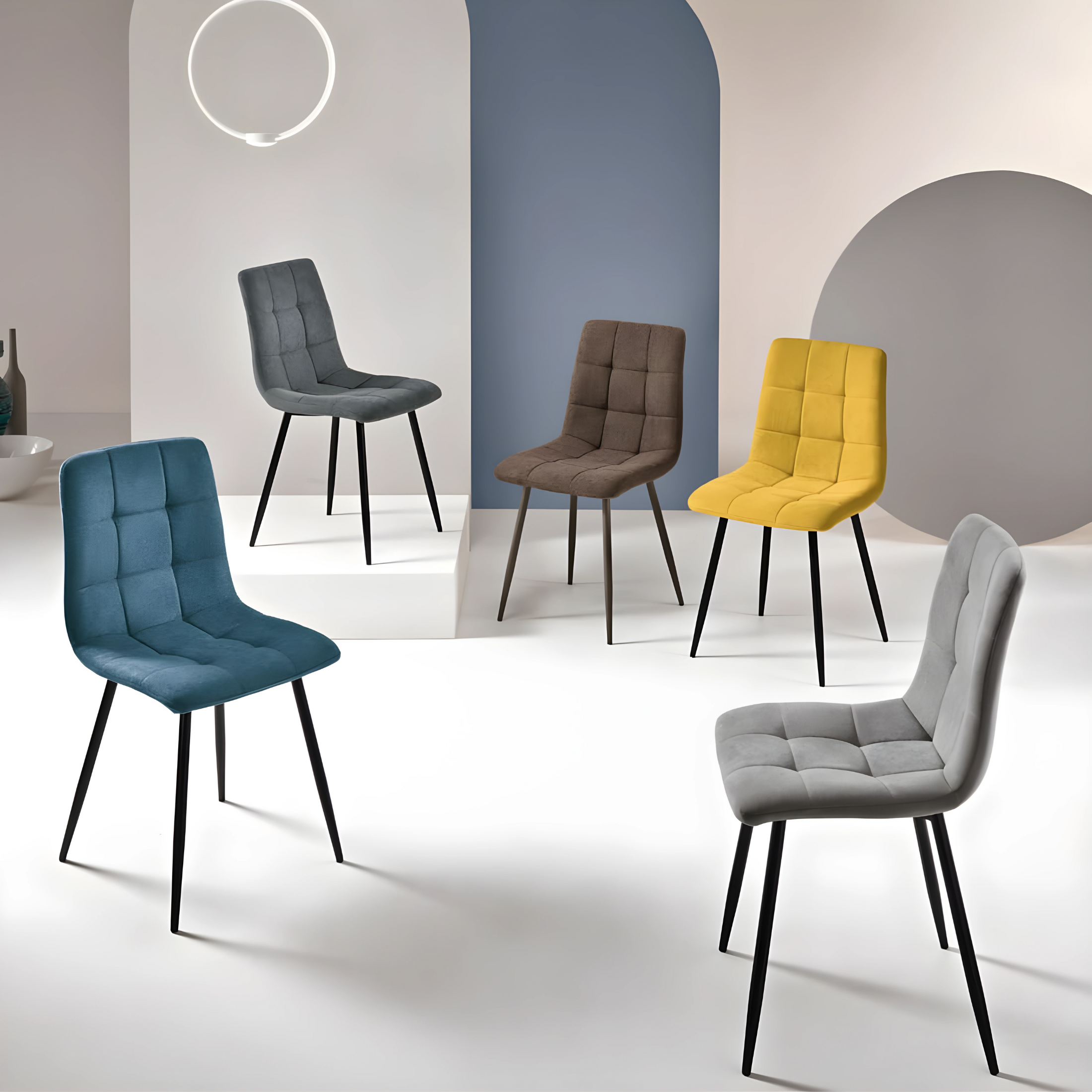 Set of modern dining chairs in "Milly" fabric with padded seat cm 45x53 88h