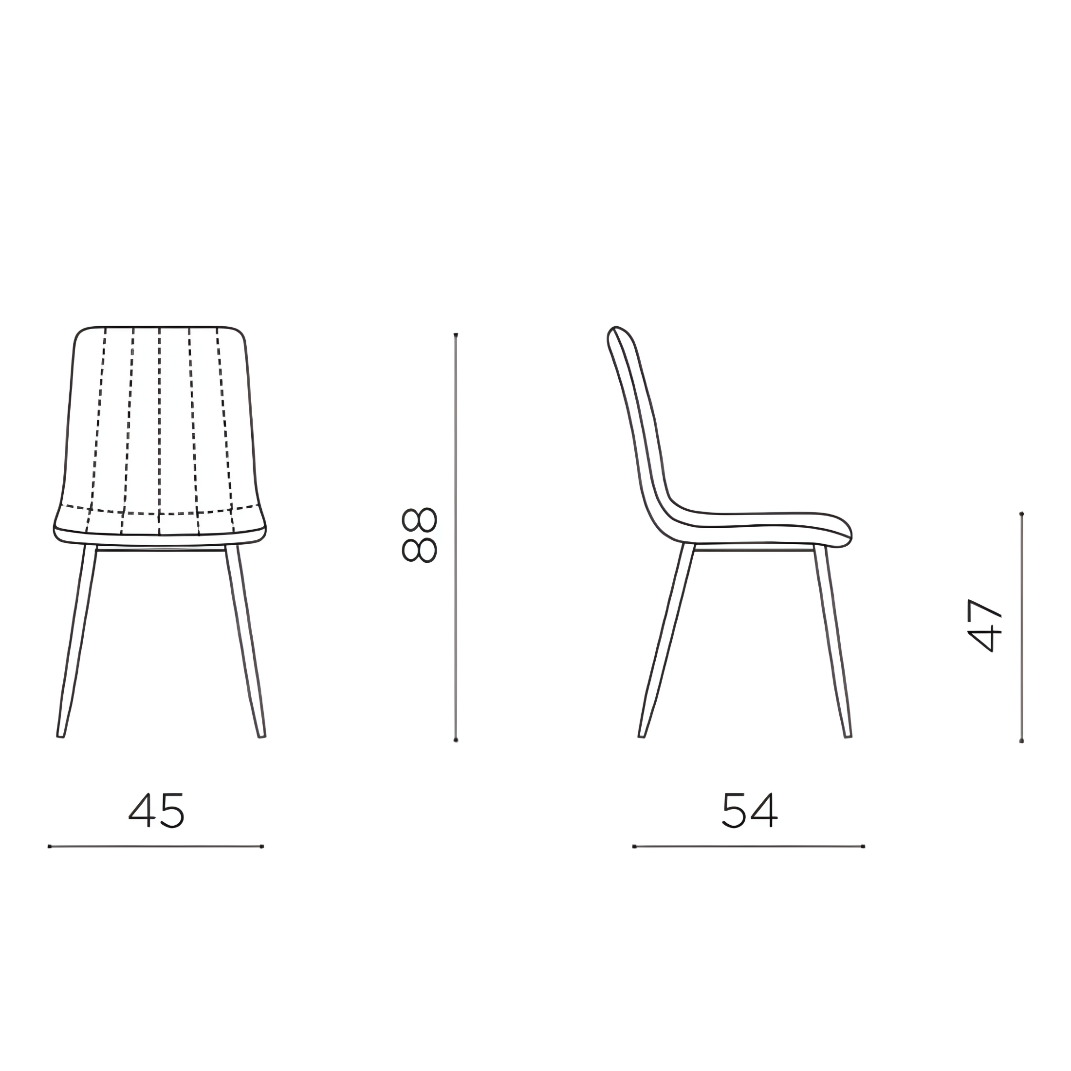 Set of modern dining chairs in "Palmer" fabric padded cm 45x54 88h