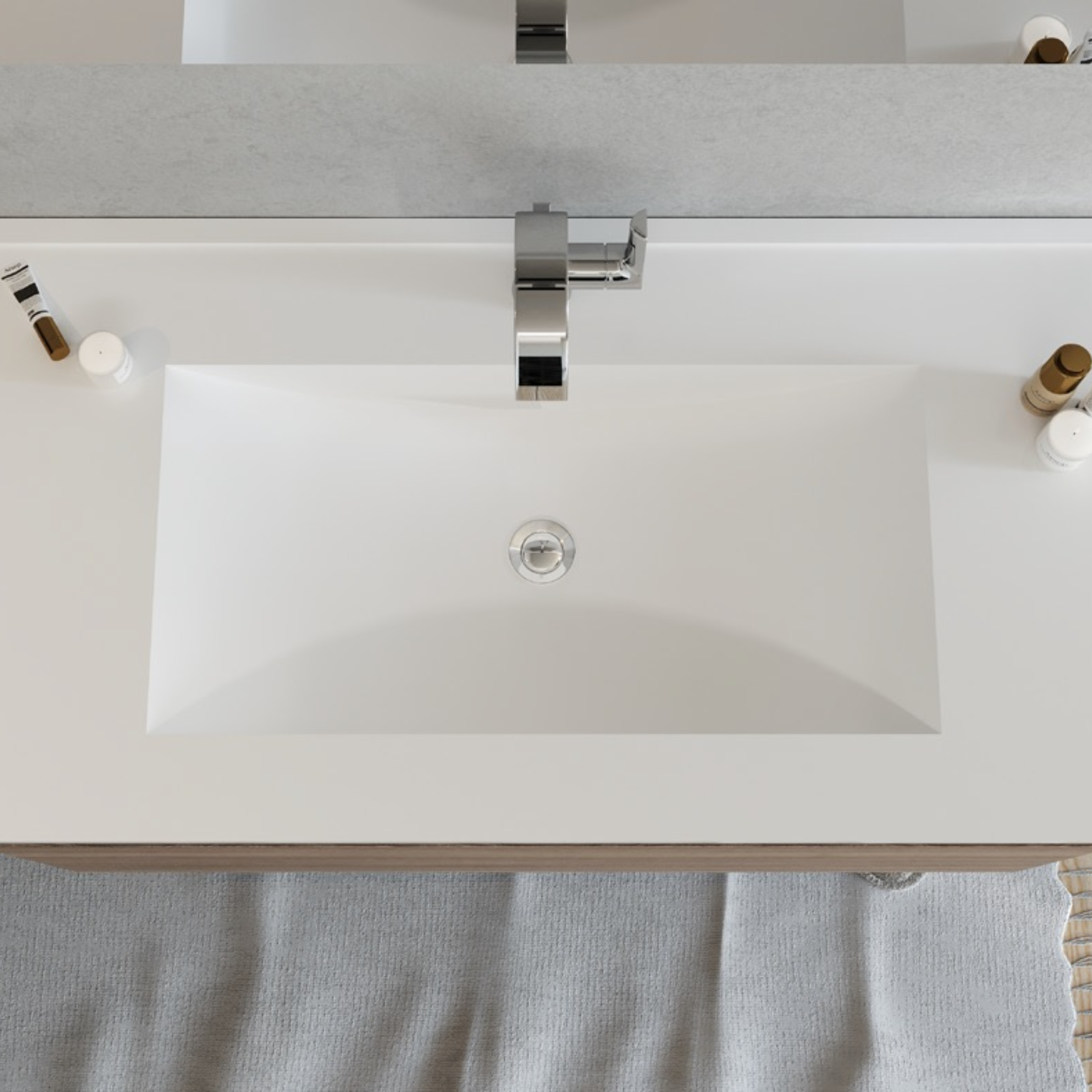 Modern wall-hung bathroom cabinet "Velira" with integrated sink and LED mirror