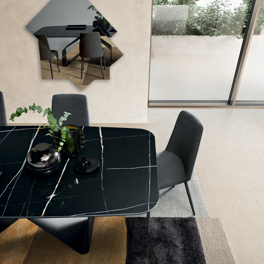Fixed modern "Round" table with versatile rectangular top 210x110 cm 75h