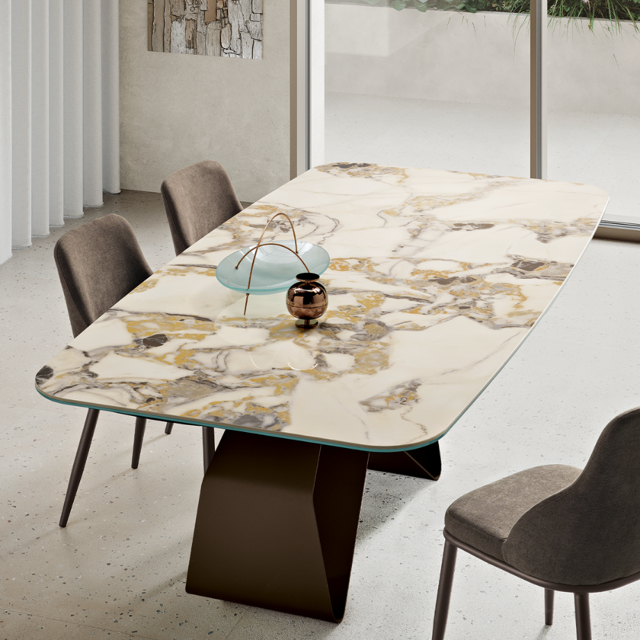 Fixed modern "Round" table with versatile rectangular top 210x110 cm 75h