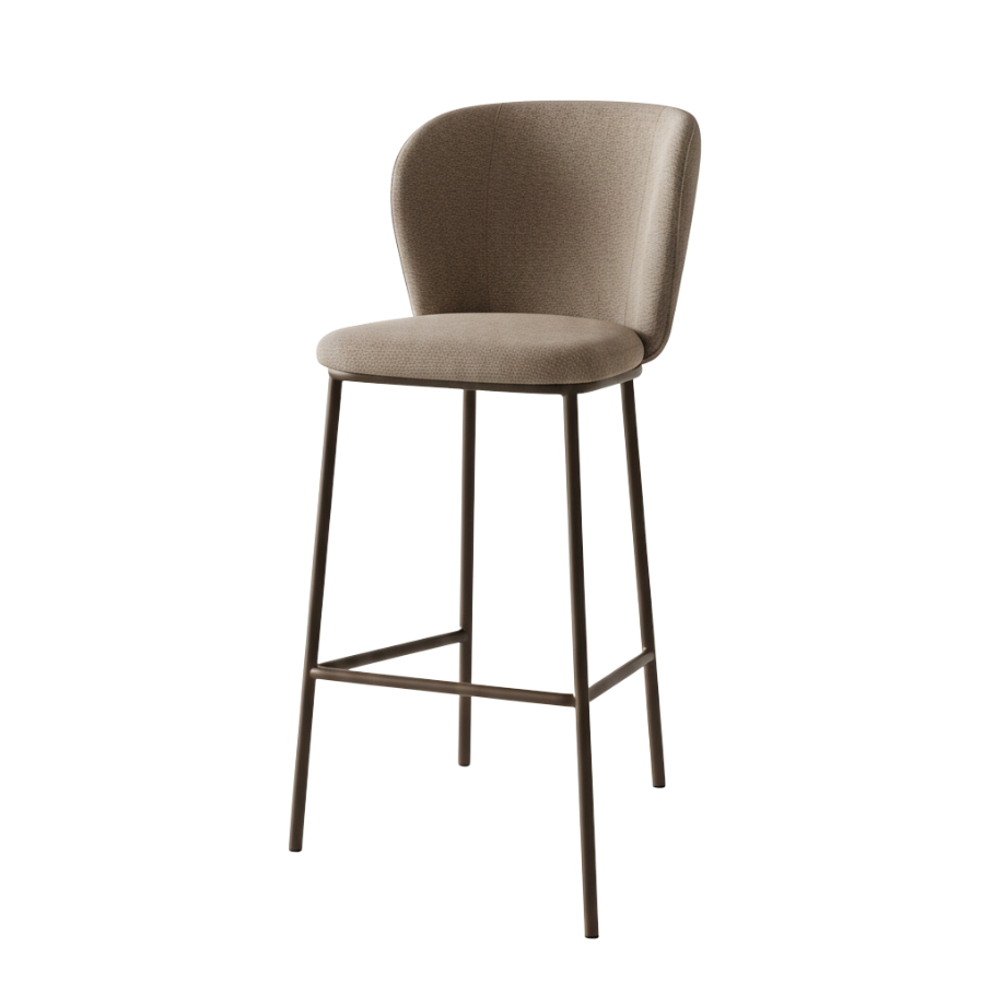 Set of fixed "Riva" stools with a soft and welcoming design in fabric, 58x52 cm, 95h