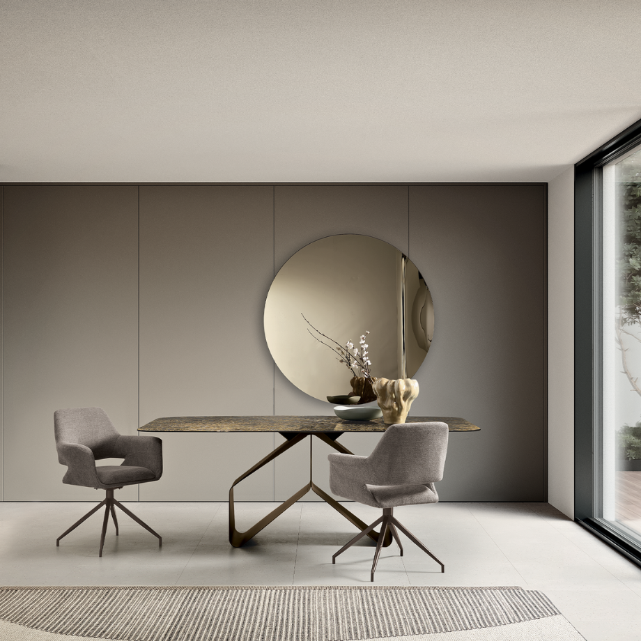 Fixed modern "Round" table with versatile rectangular top 210x110 cm 75h