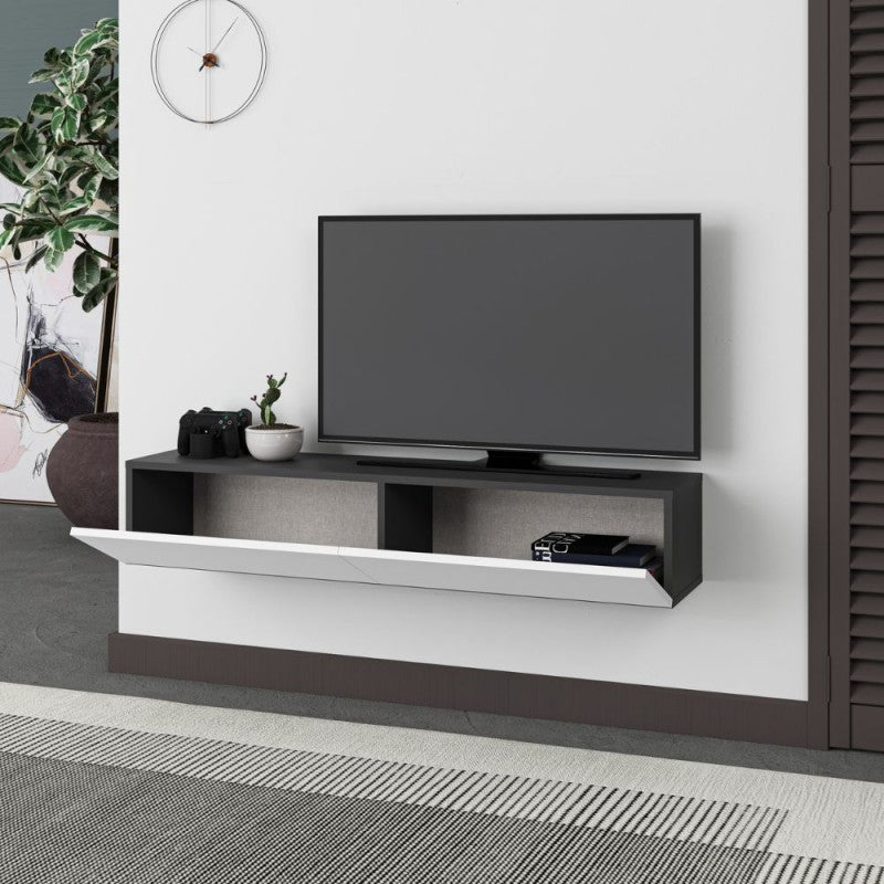 "Francy" suspended TV stand with drop-down door, 135x31 cm, 25 cm high
