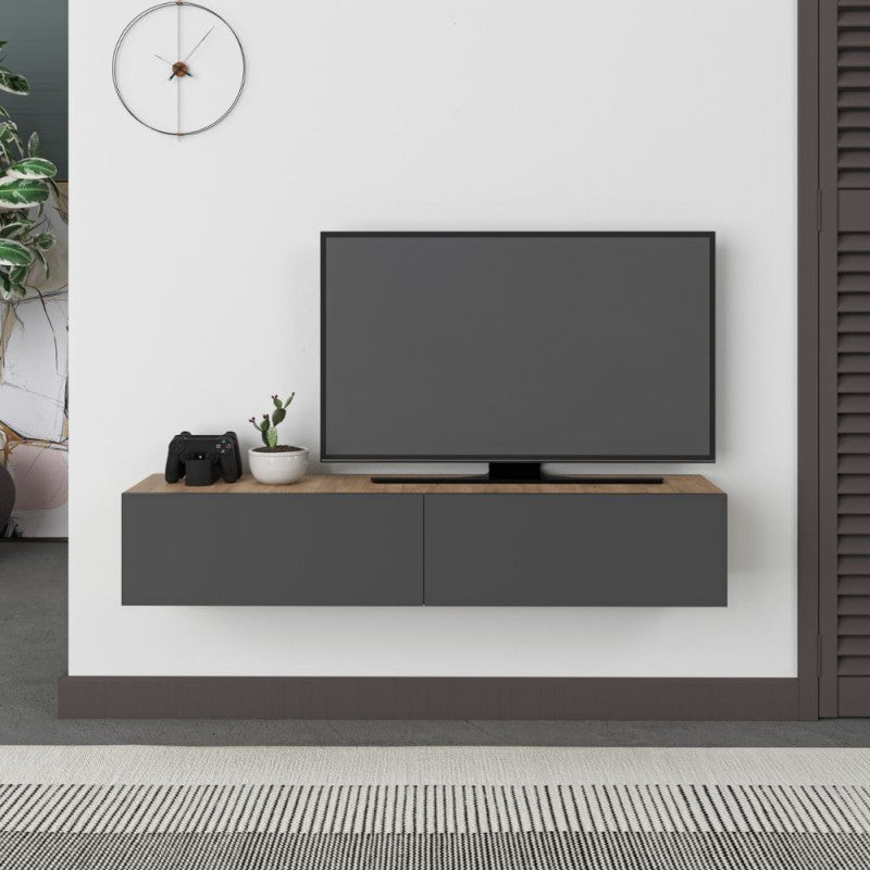 "Francy" suspended TV stand with drop-down door, 135x31 cm, 25 cm high