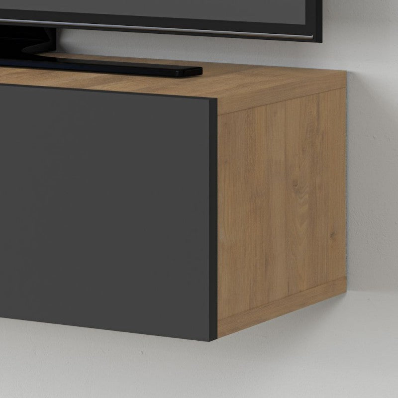 "Francy" suspended TV stand with drop-down door, 135x31 cm, 25 cm high