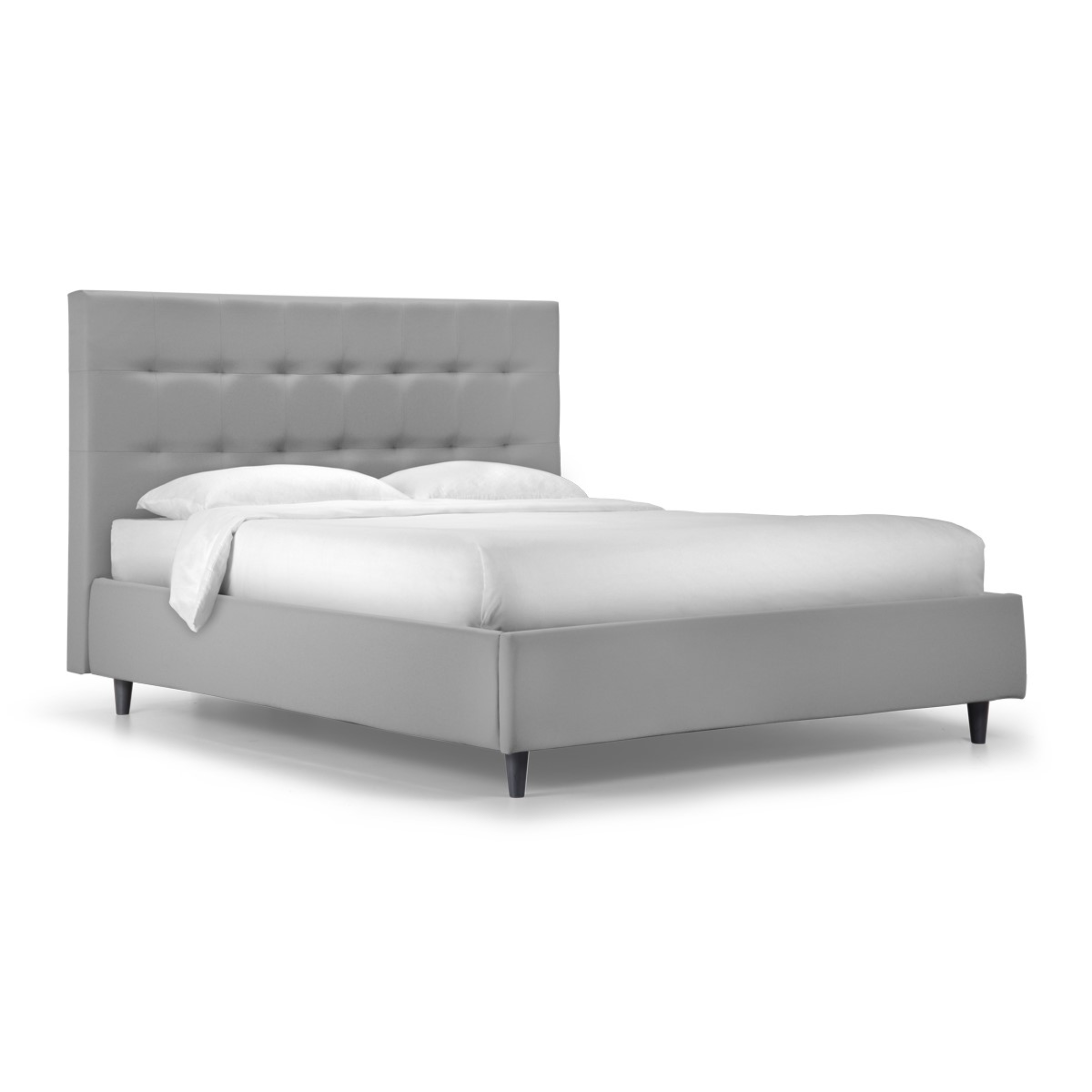 Modern "New York" storage bed with padded base in hydro-fabric with conical foot