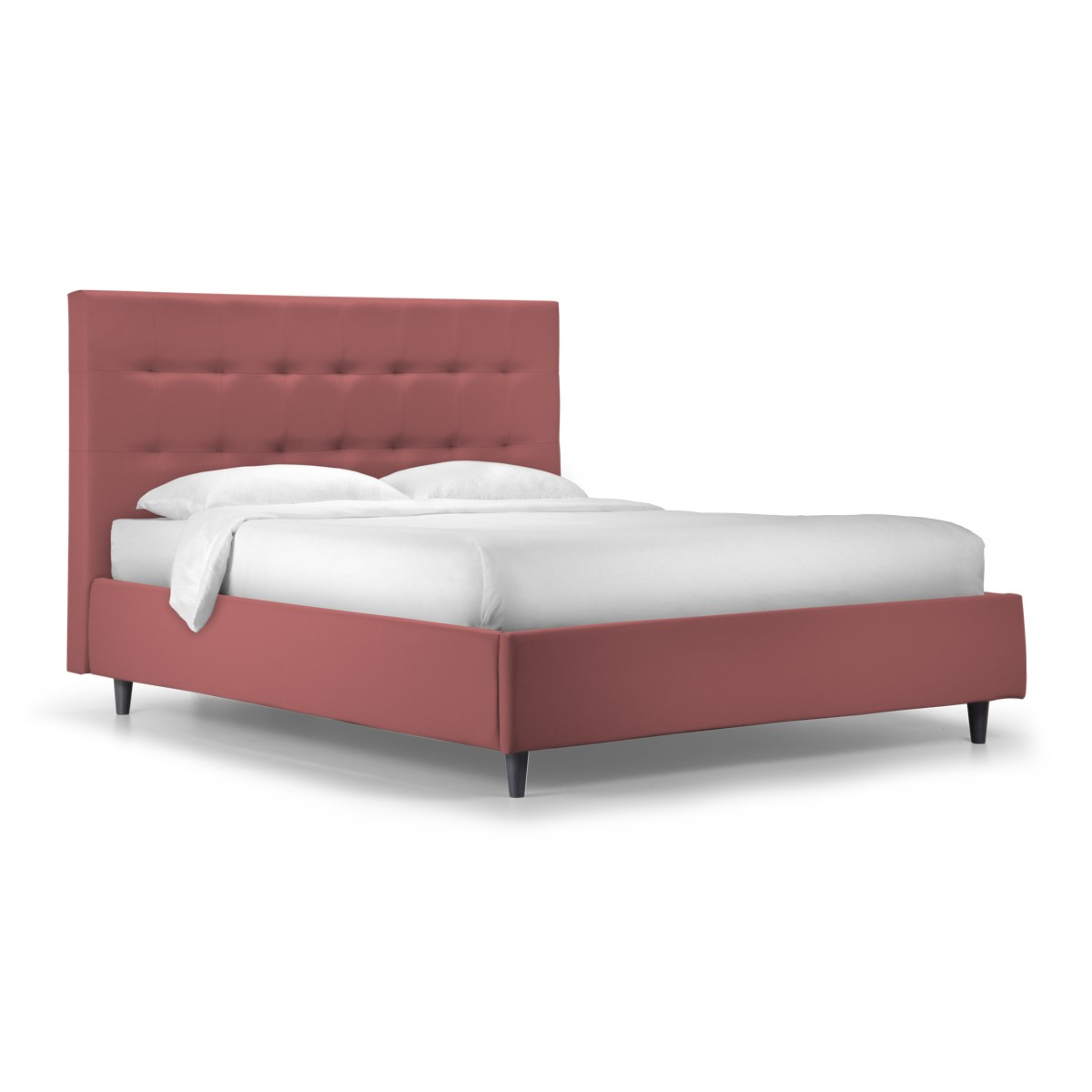 Modern "New York" storage bed with padded base in hydro-fabric with conical foot