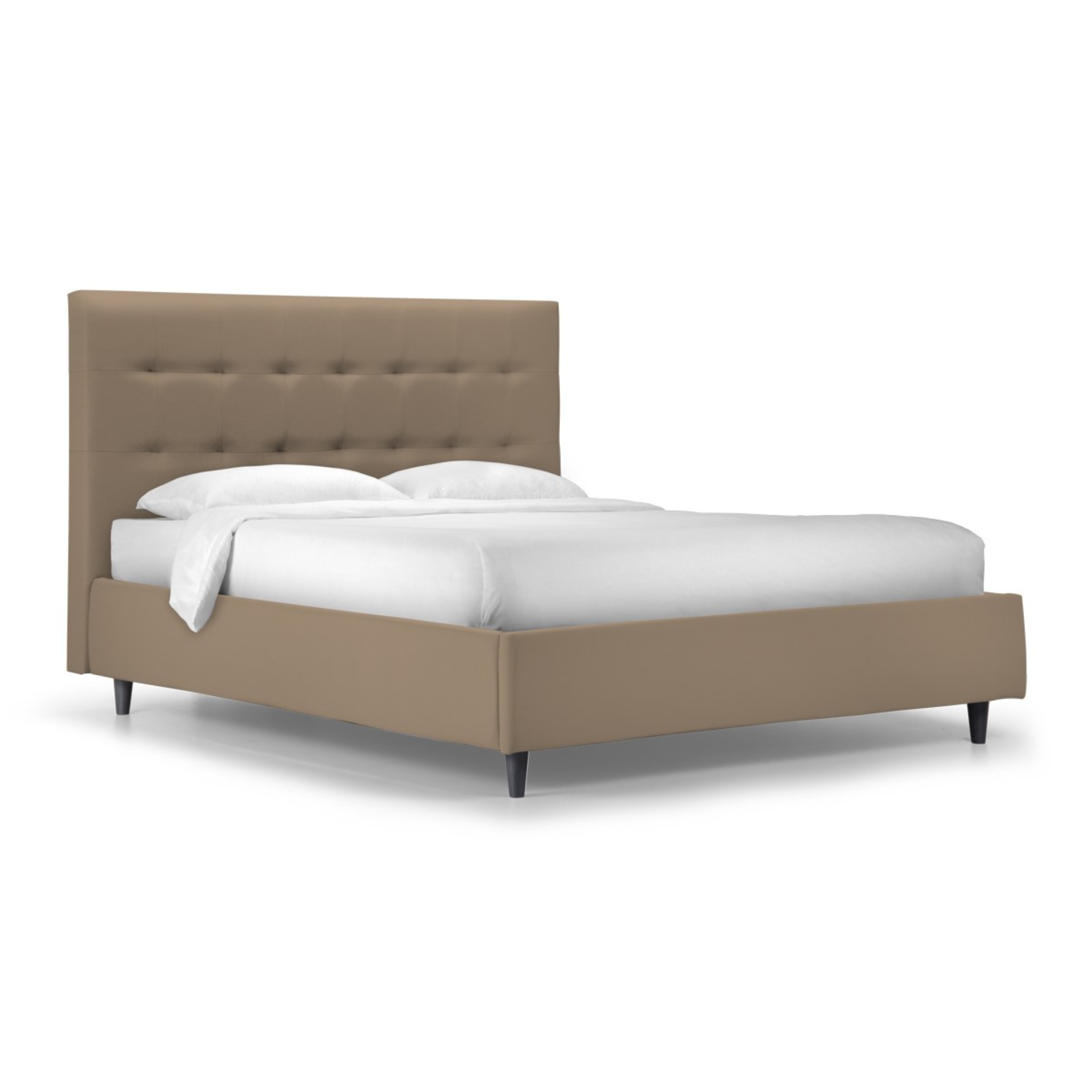 Modern "New York" storage bed with padded base in hydro-fabric with conical foot