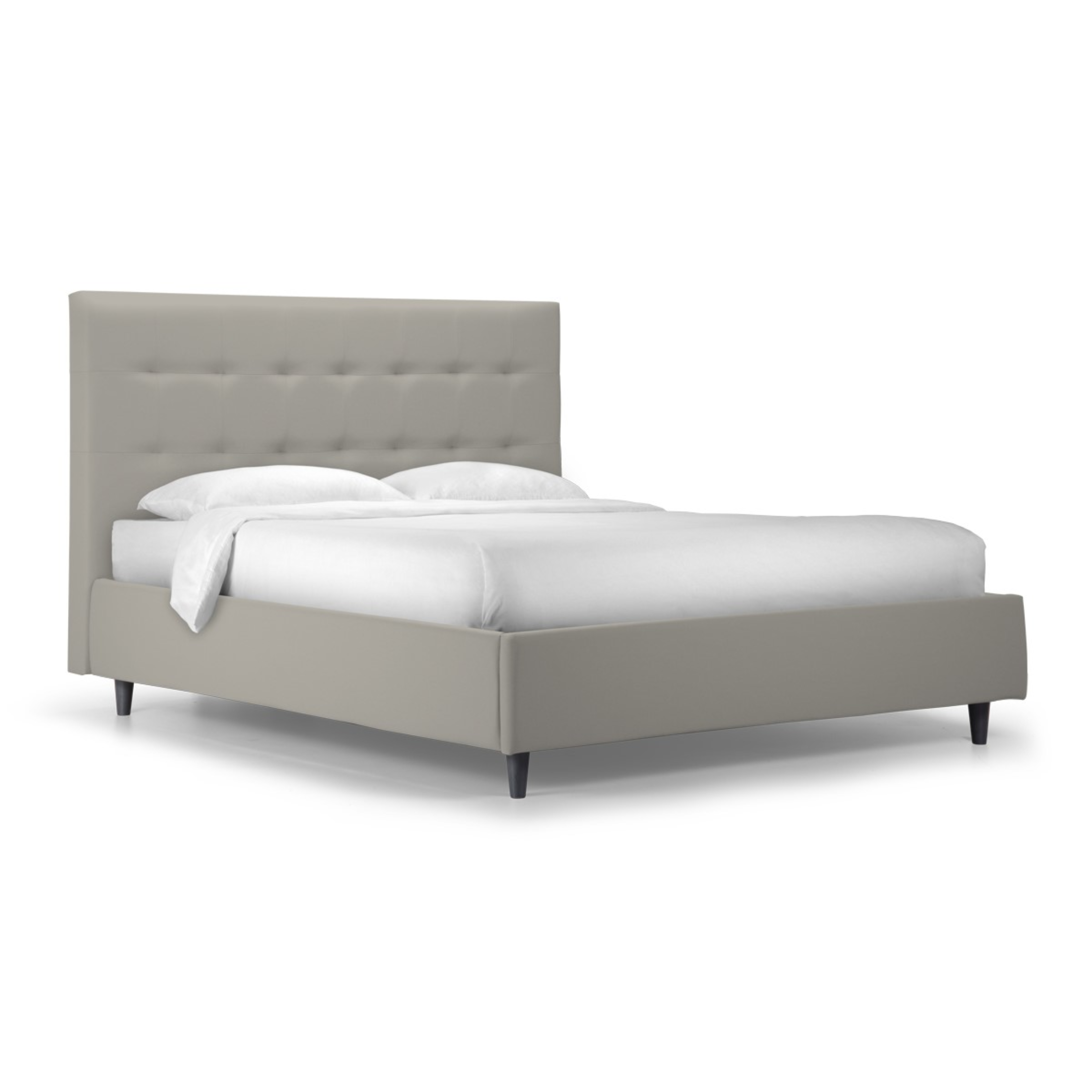Modern "New York" padded storage bed with base in smooth velvet with conical foot