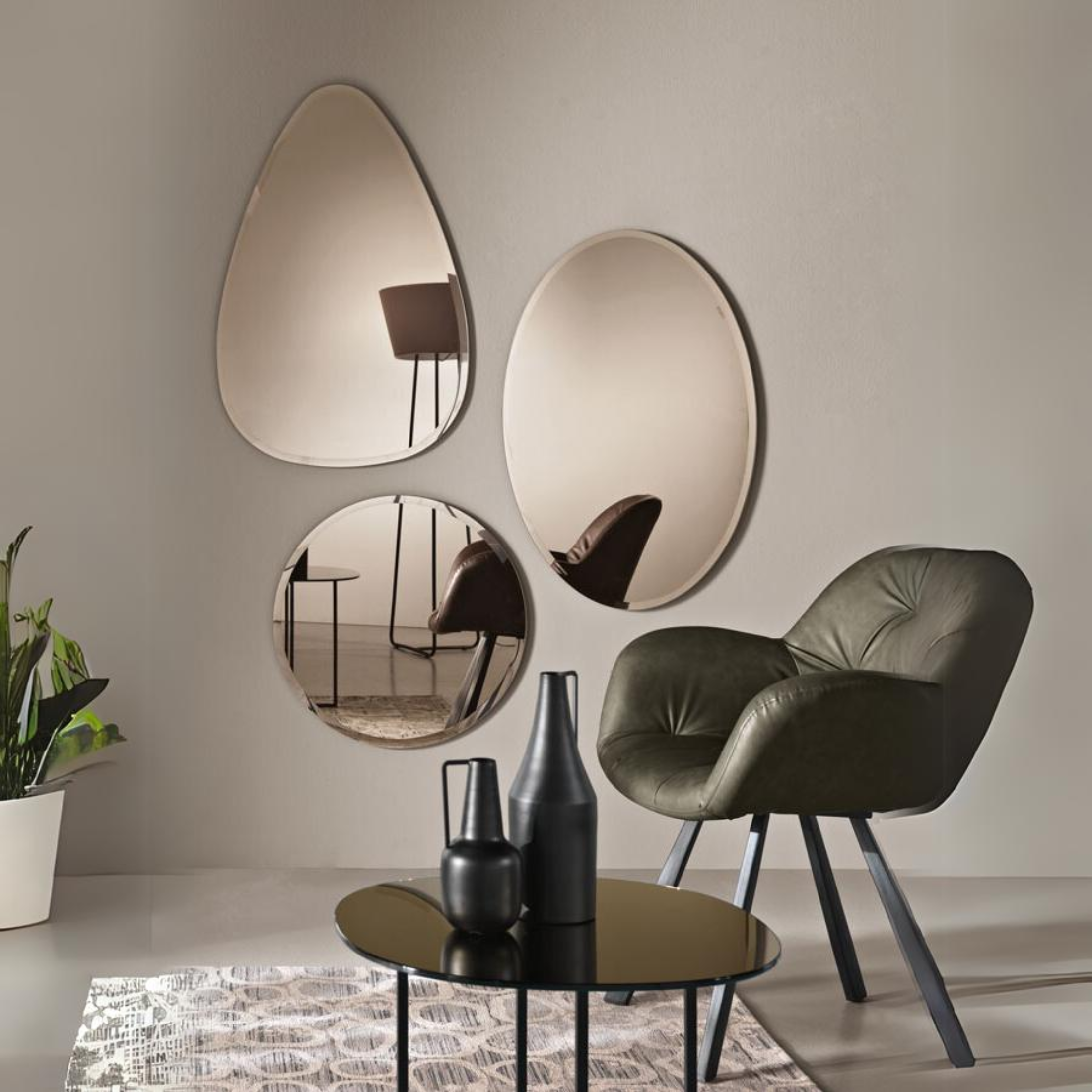 "Riccardo" modern frameless wall mirror for the living room