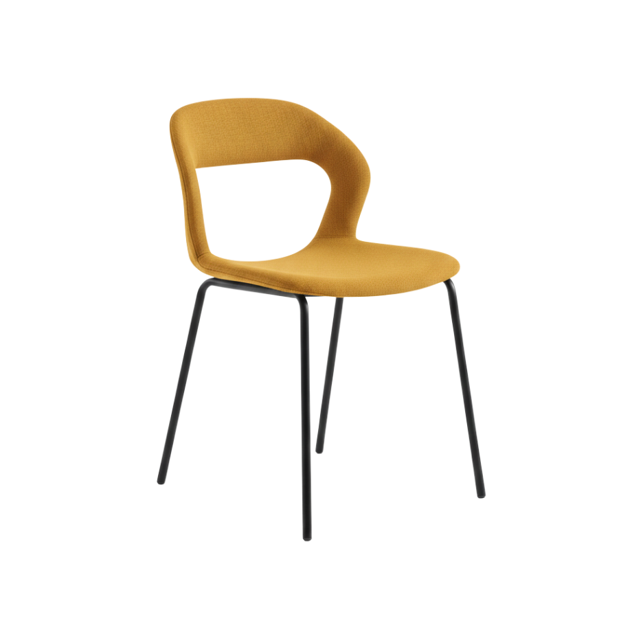 Set of "Gildus" upholstered chairs in fabric with enveloping backrest and central opening cm 54x51 87h
