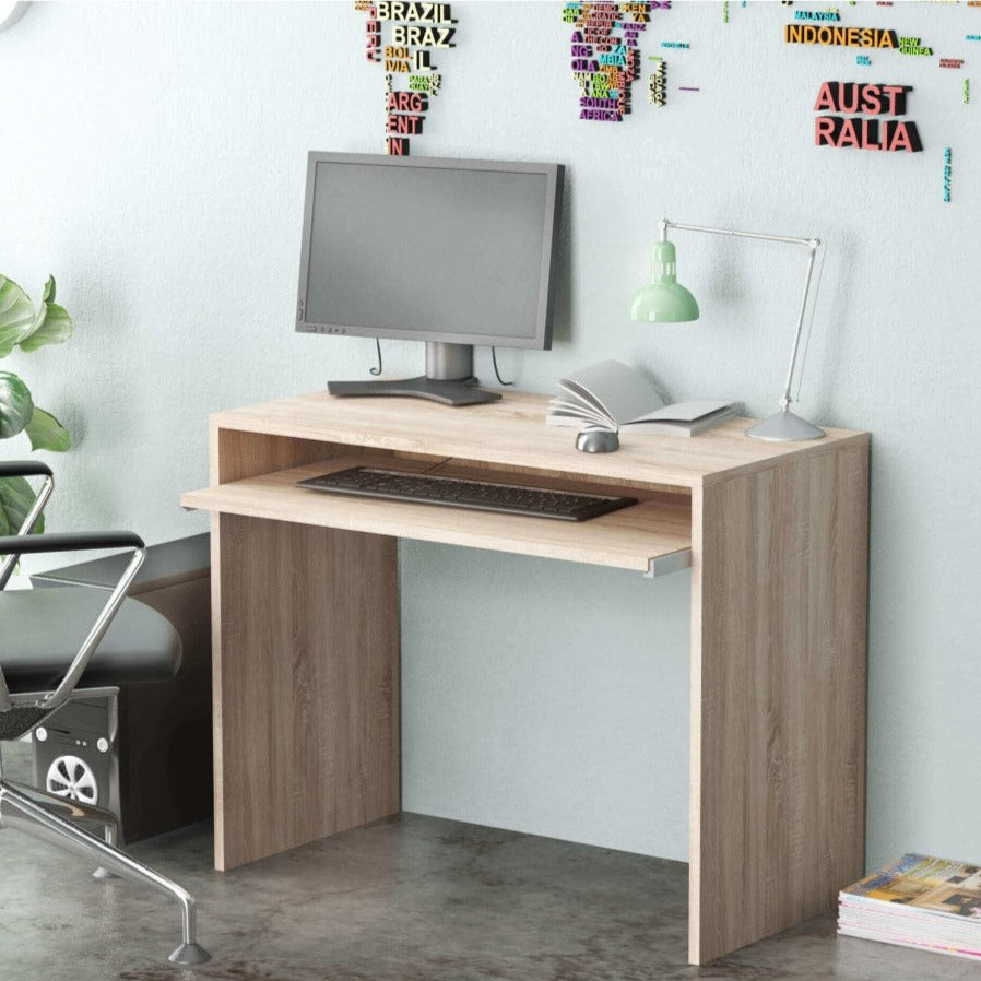 "Est" oak desk with pull-out keyboard drawer, 90x45 cm, 74h