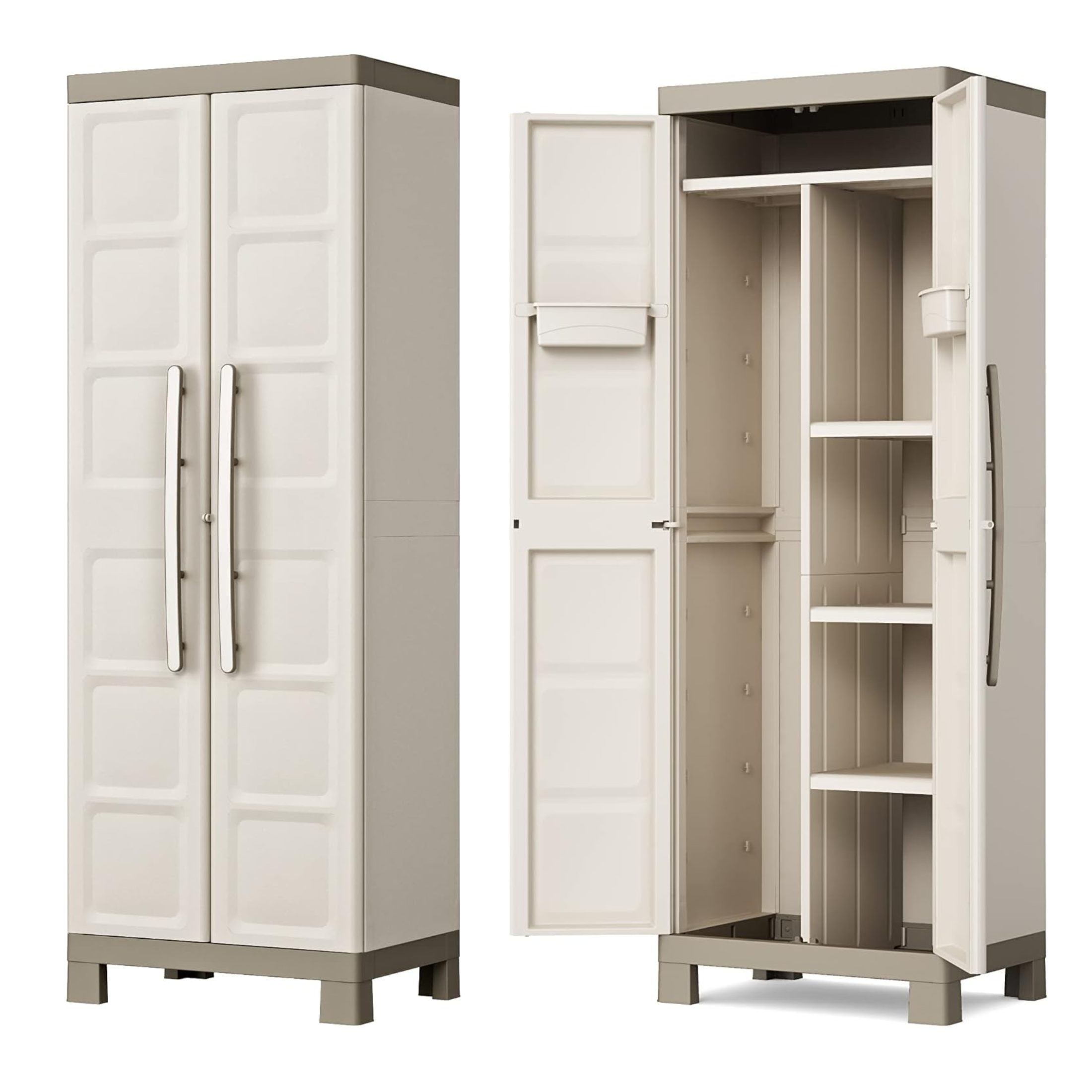 "Bacau" resin garden cabinet with internal shelves and raised feet