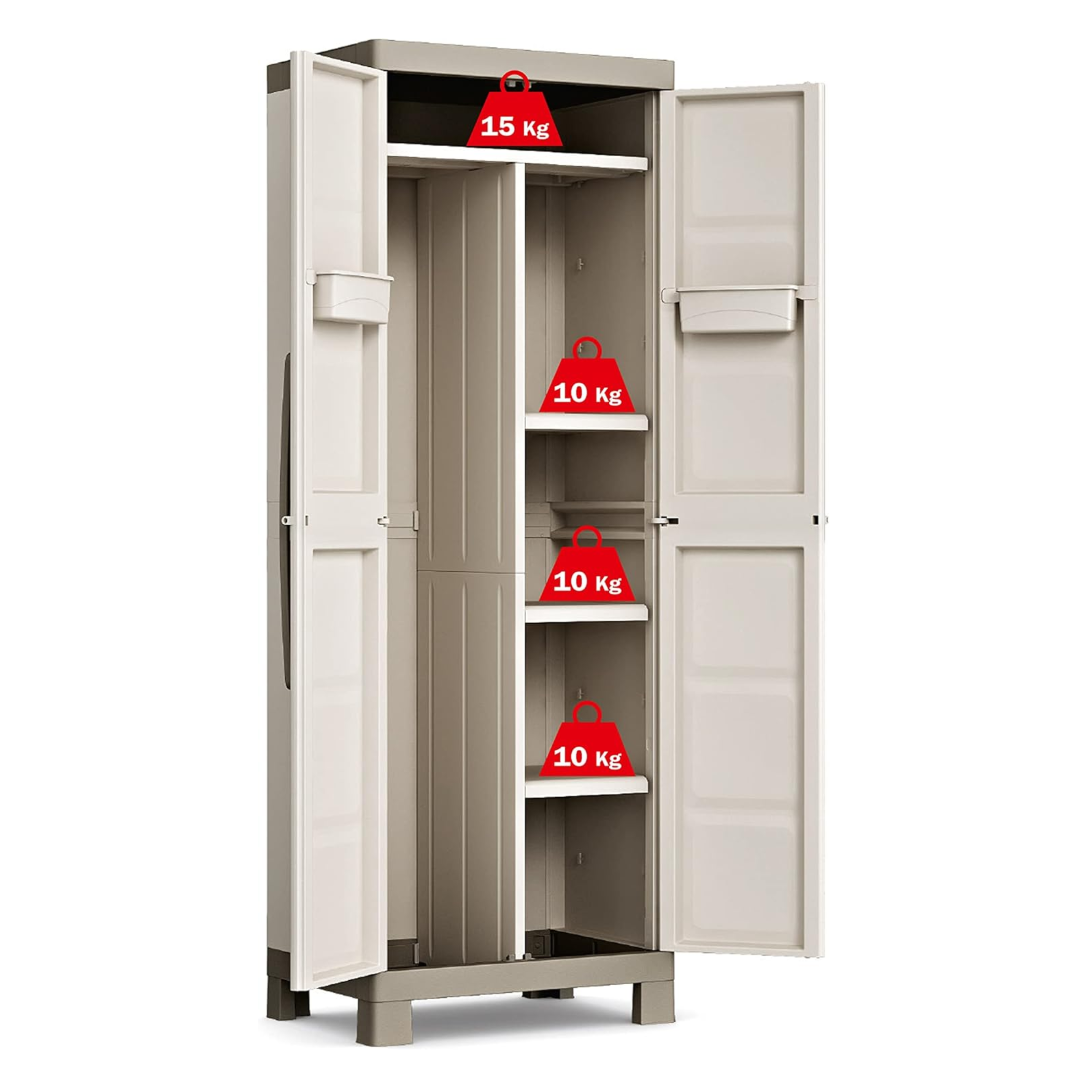 "Bacau" resin garden cabinet with internal shelves and raised feet