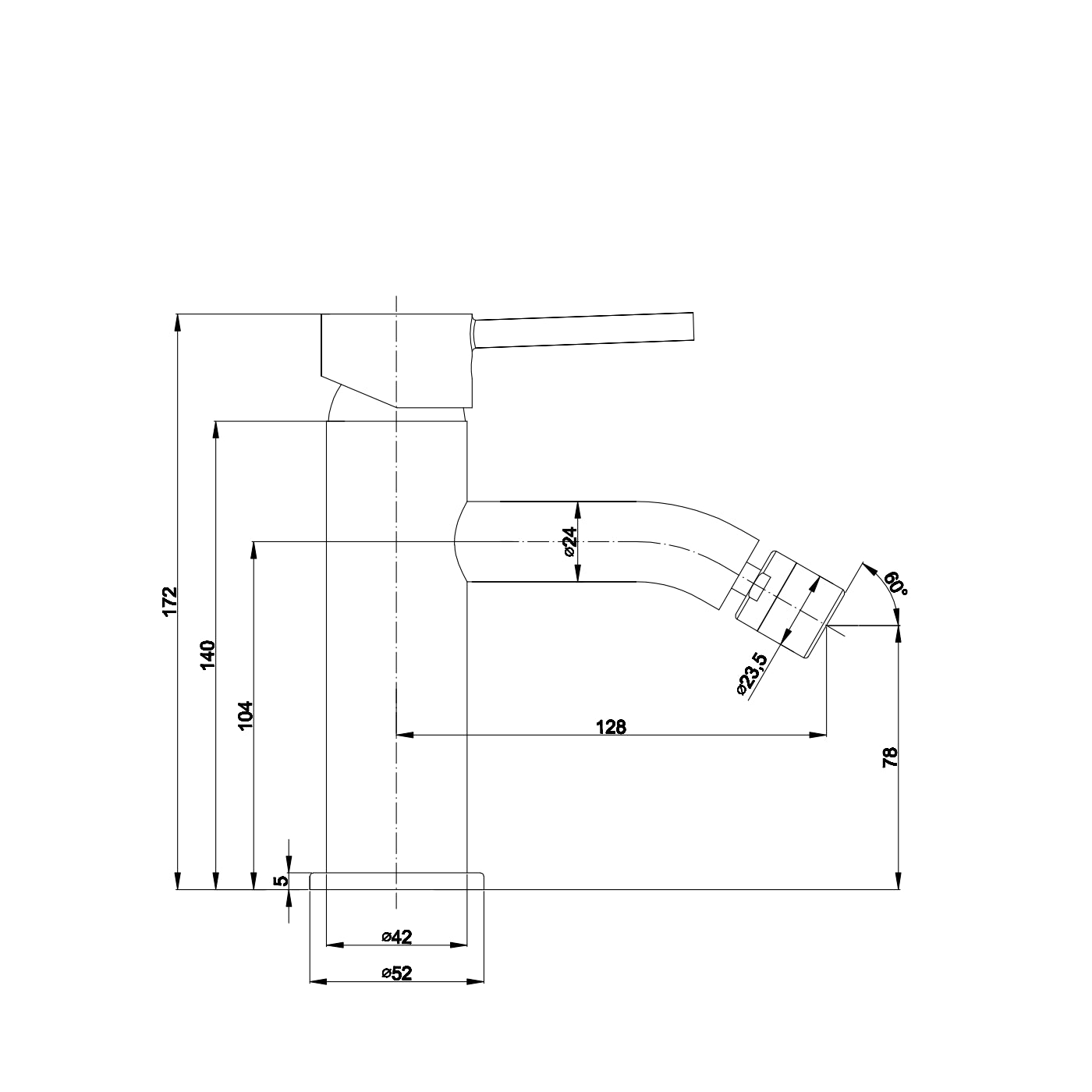 "Quint" countertop chrome-plated brass bidet mixer tap
